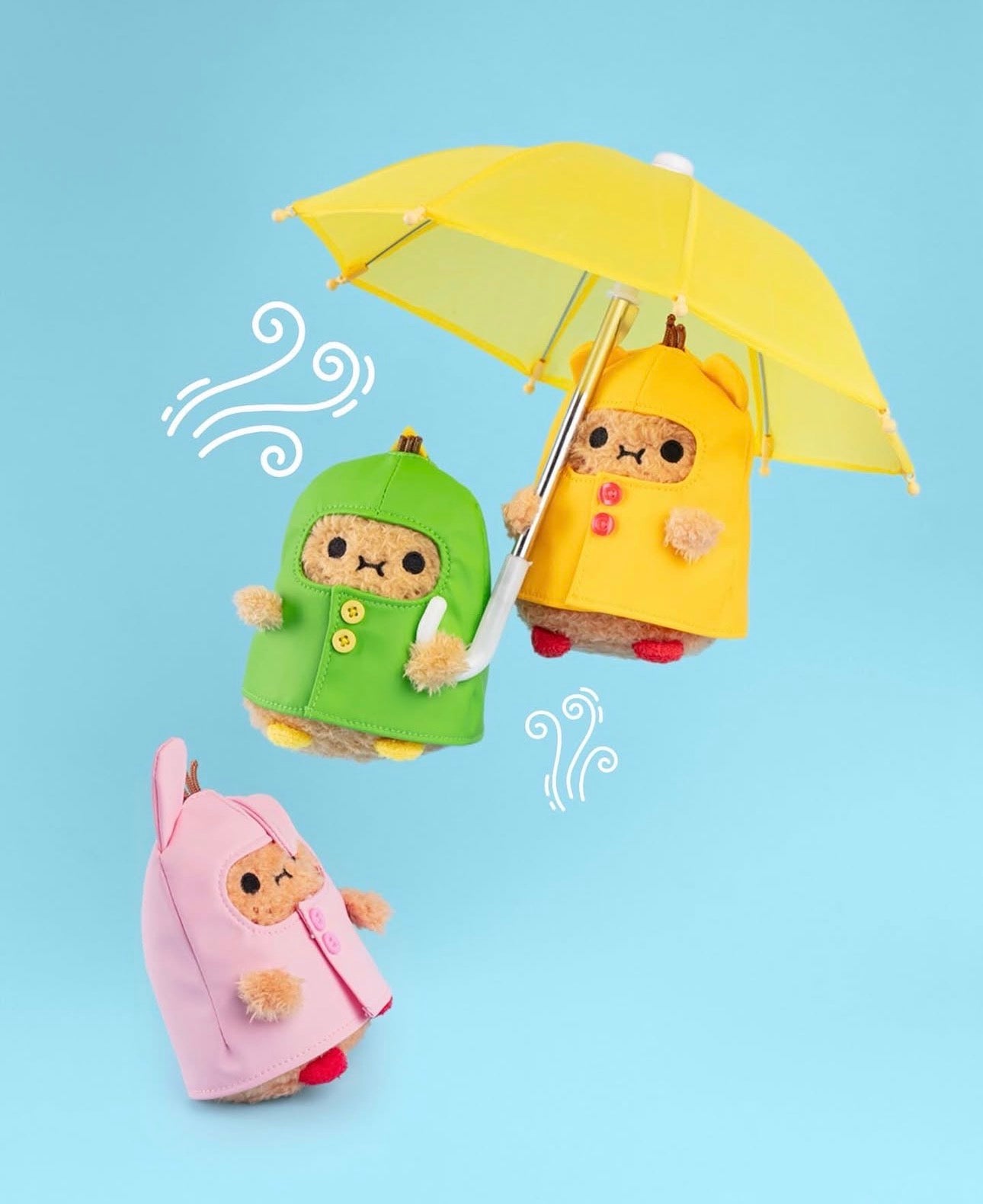 noodoll pink raincoat ricespud mini sitting plush toy - bunny boots