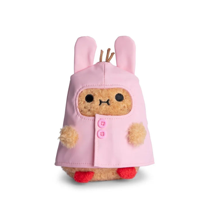 noodoll pink raincoat ricespud mini sitting plush toy - bunny boots