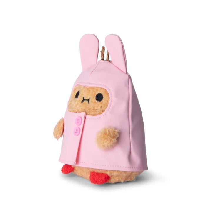 noodoll pink raincoat ricespud mini sitting plush toy - bunny boots