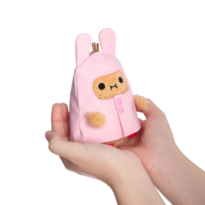 noodoll pink raincoat ricespud mini sitting plush toy - bunny boots