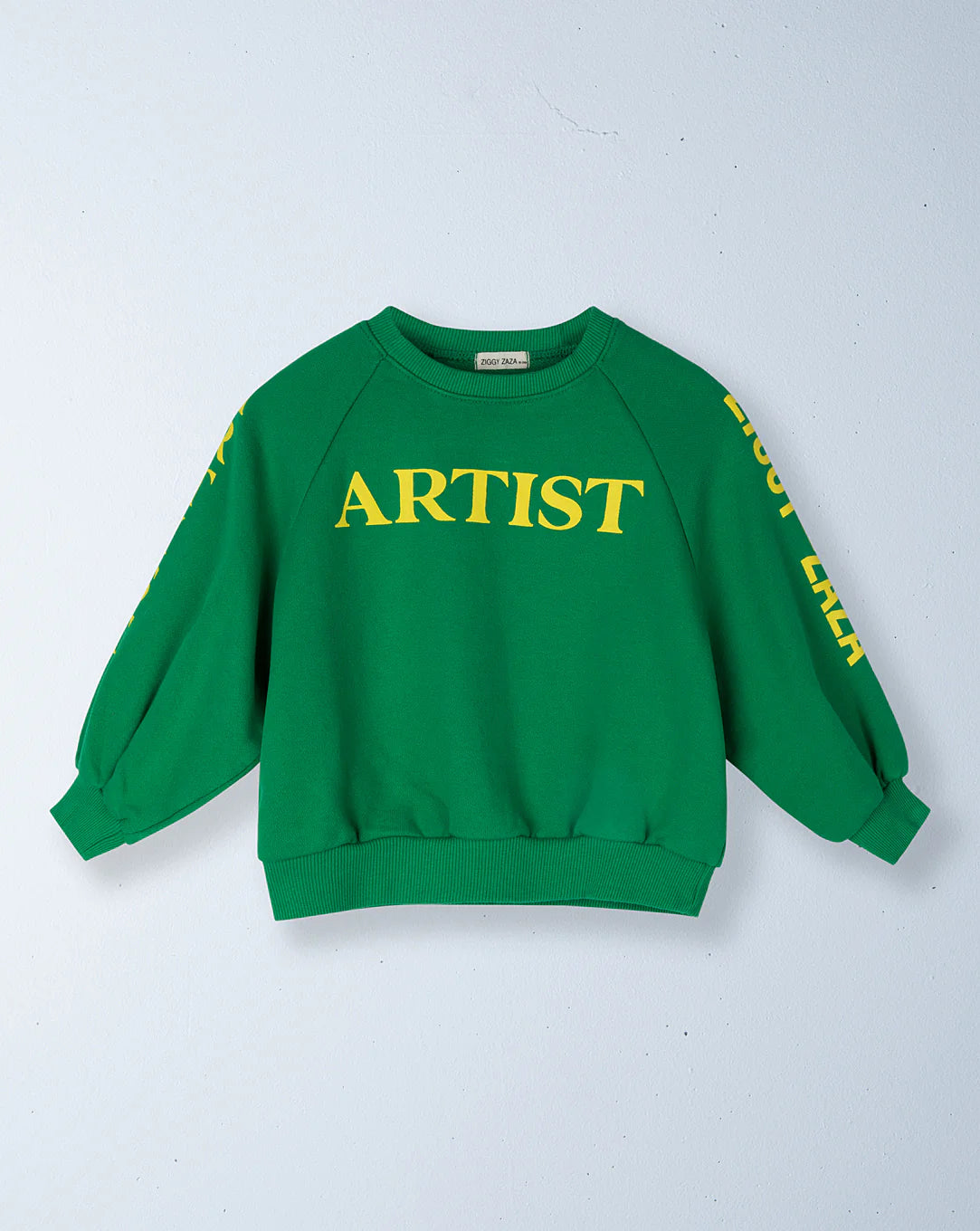 ziggy zaza artist pullover - bright green + yellow print