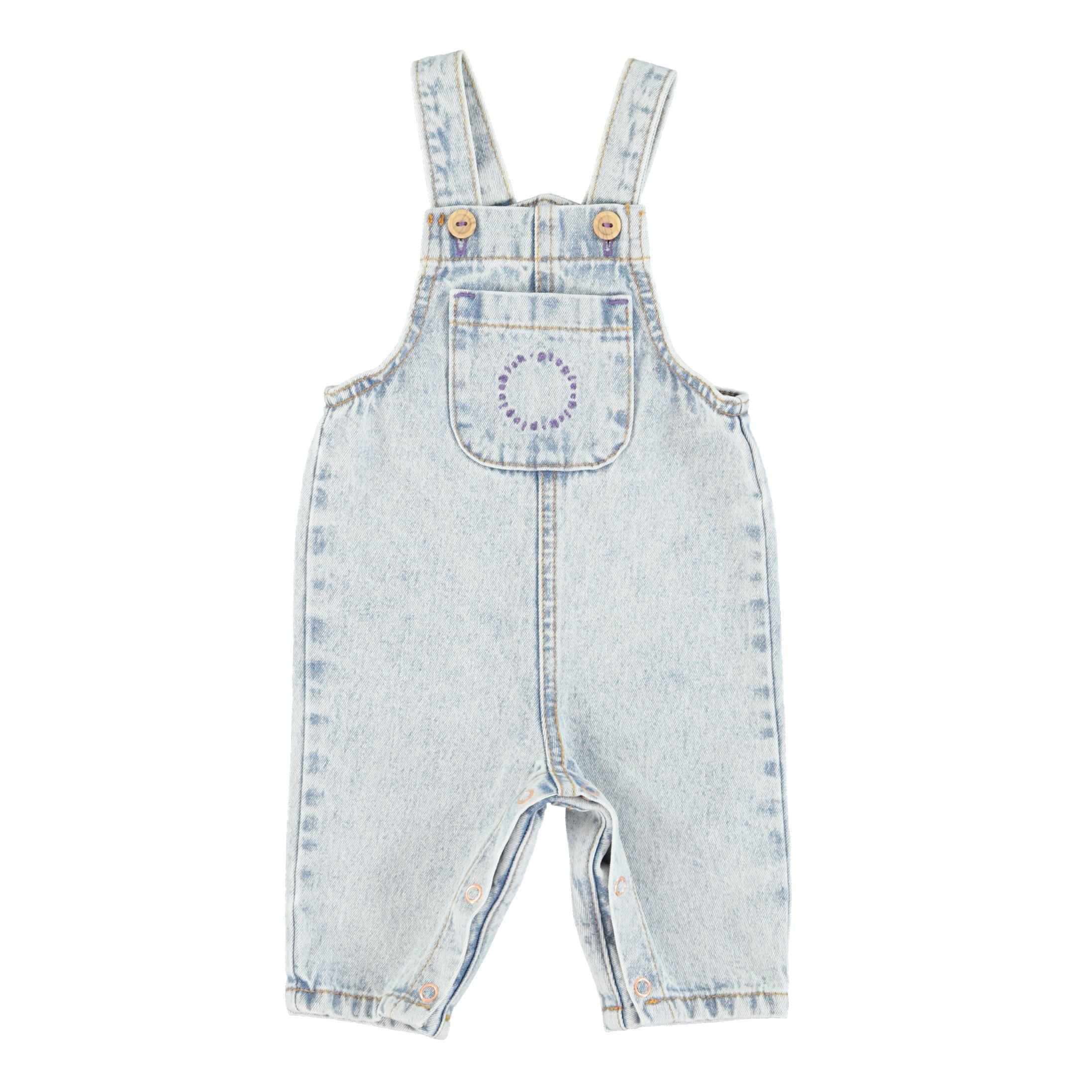 piupiuchick baby dungarees - blue washed denim