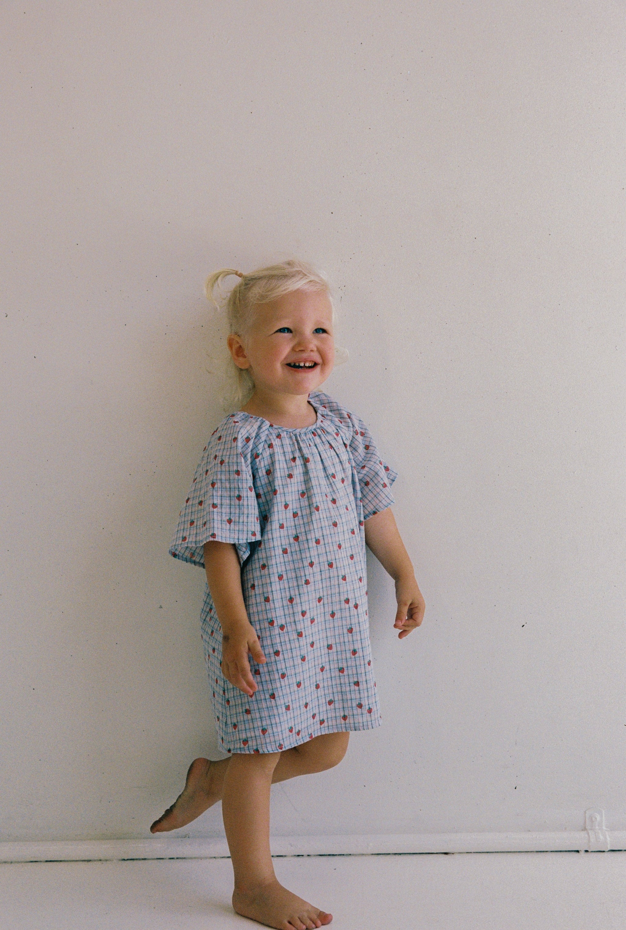 juni jnr penny dress - strawberry check