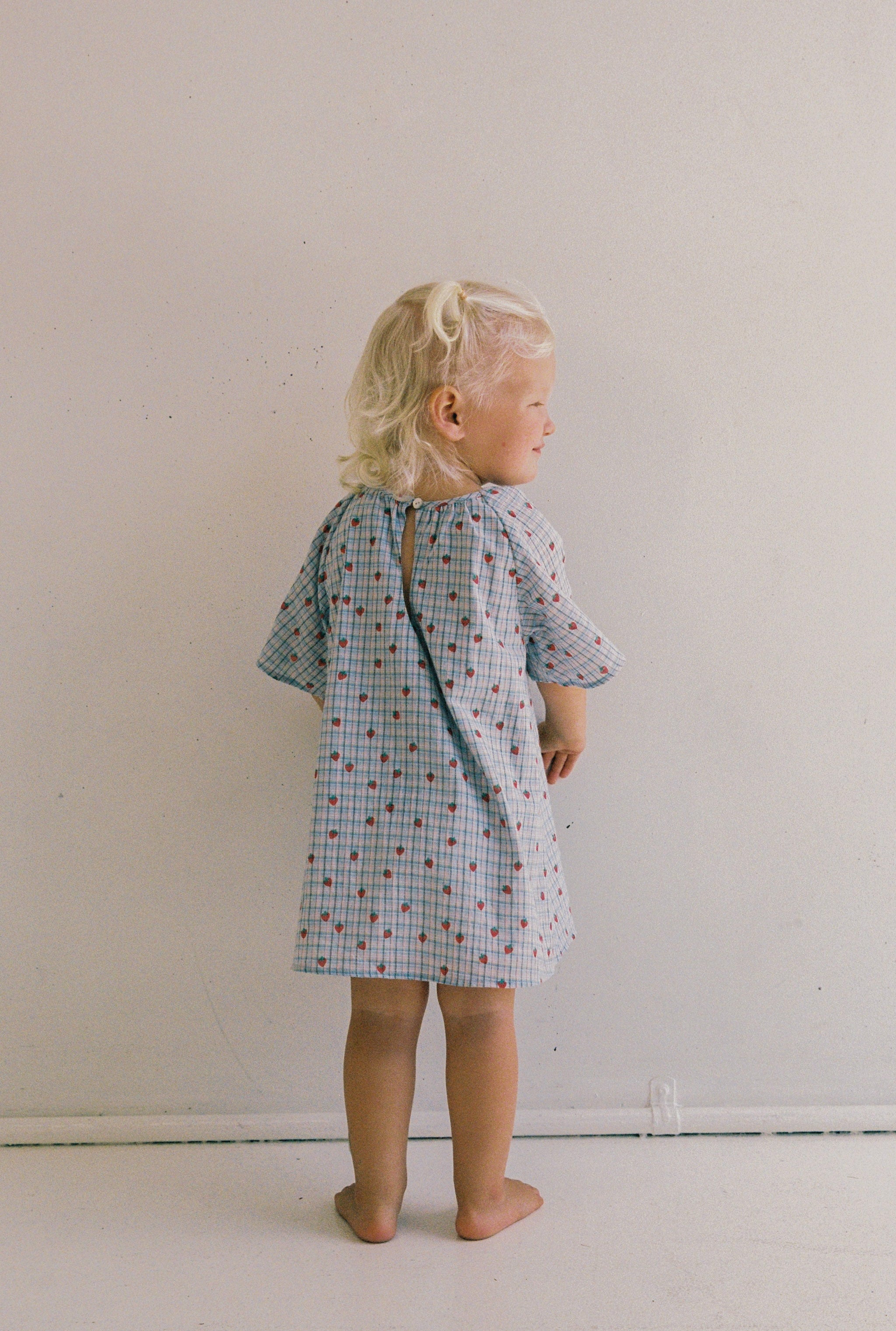 juni jnr penny dress - strawberry check