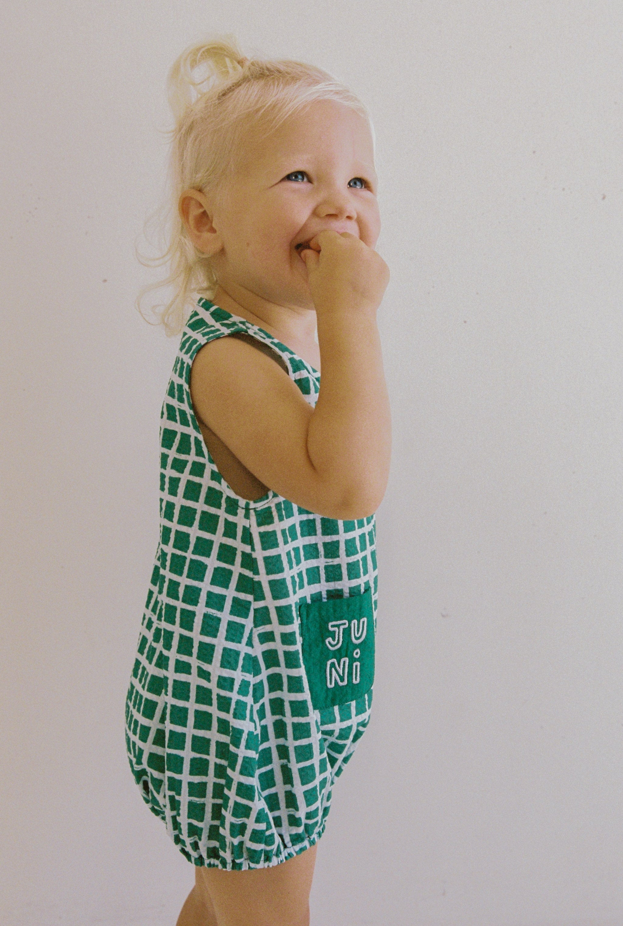 juni jnr levi romper - painted check