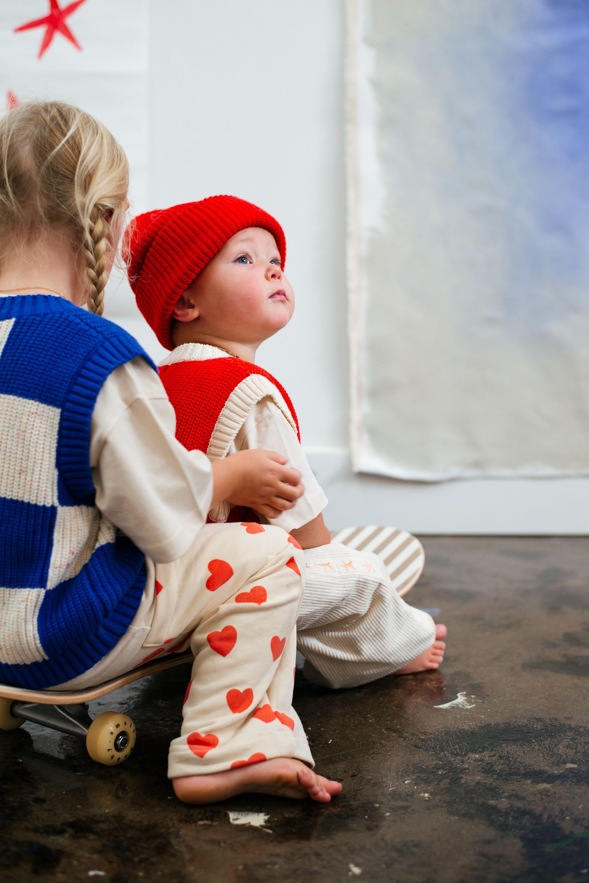 sunday siblings nonno vest - red