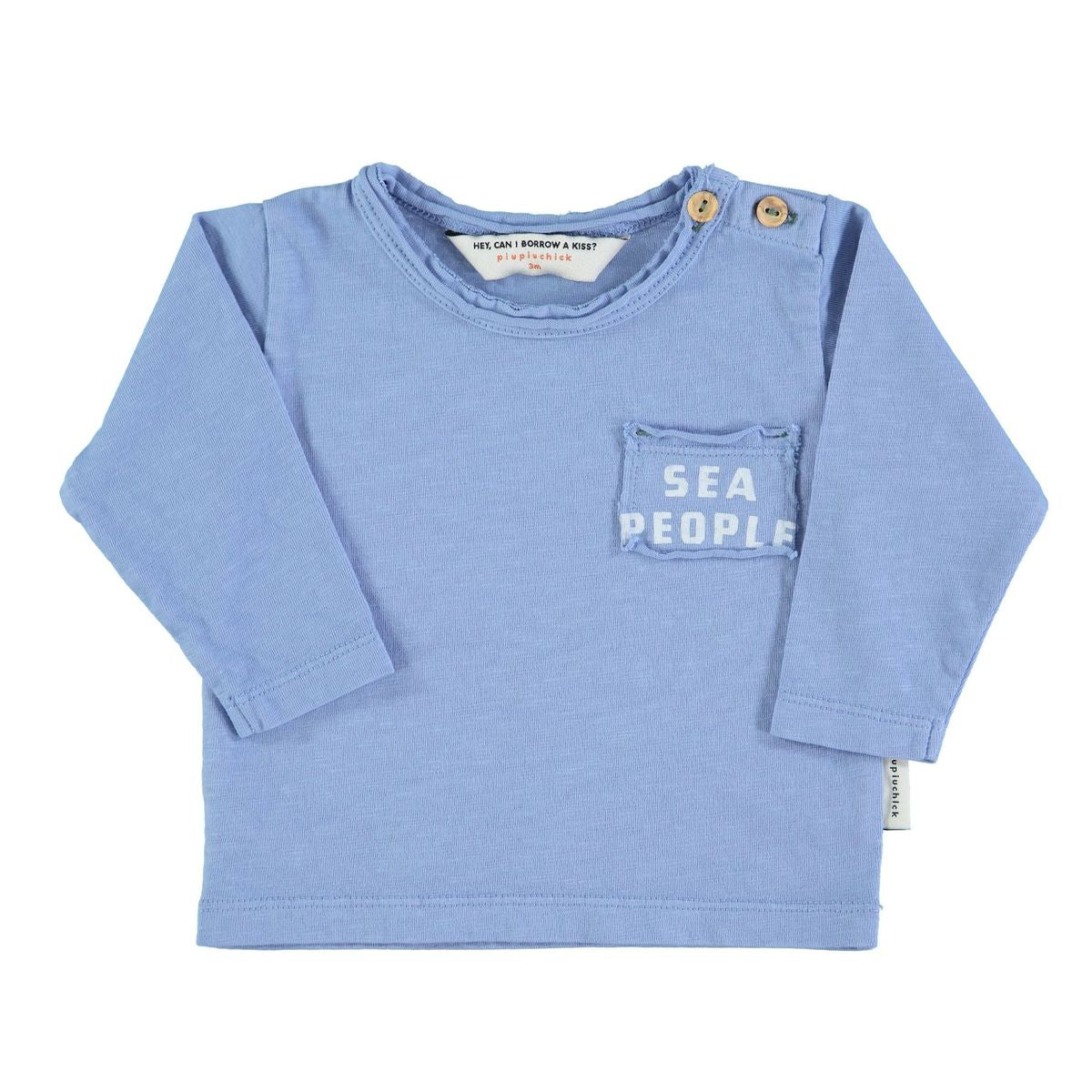 piupiuchick baby l/s tee - blue with 'sea people' print