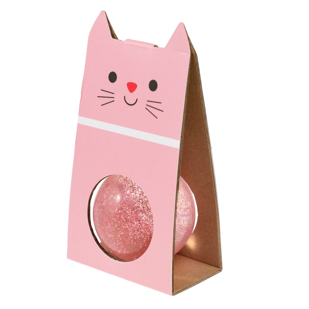 rex london glitter bouncy ball - pink cat