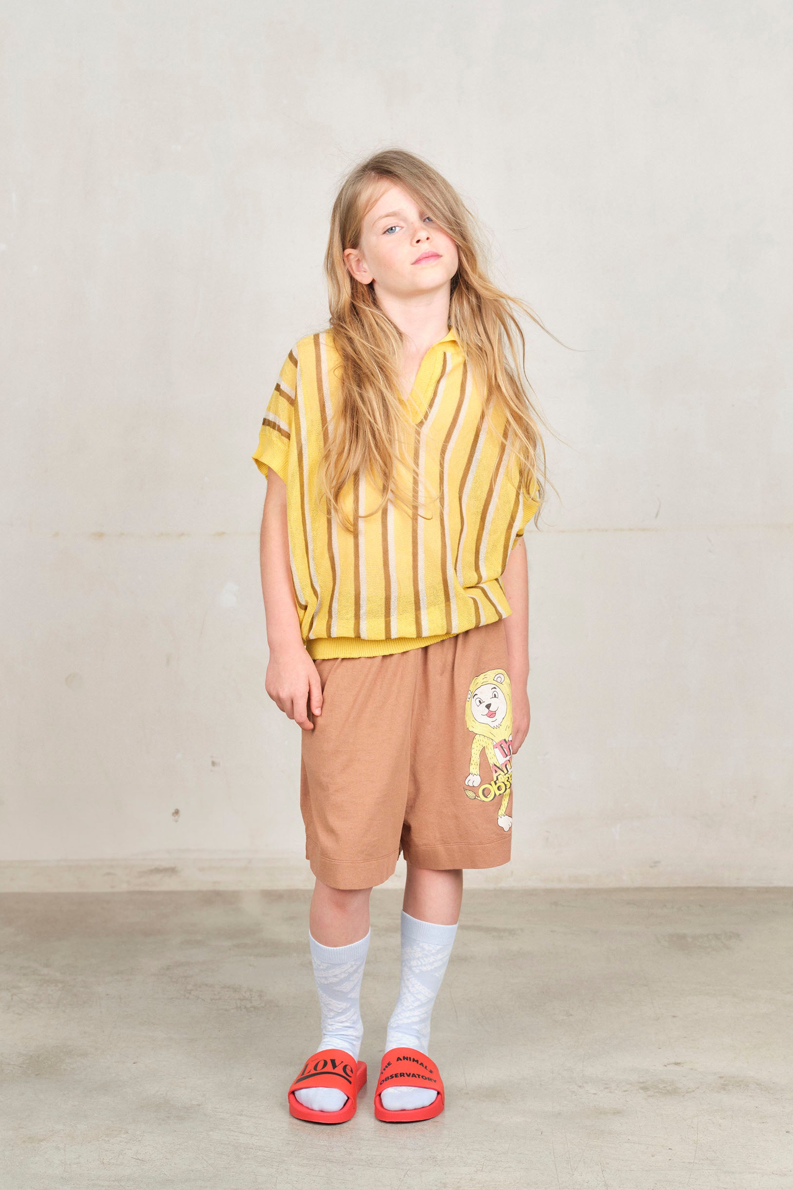 the animals observatory mole kids bermuda shorts - brown lion