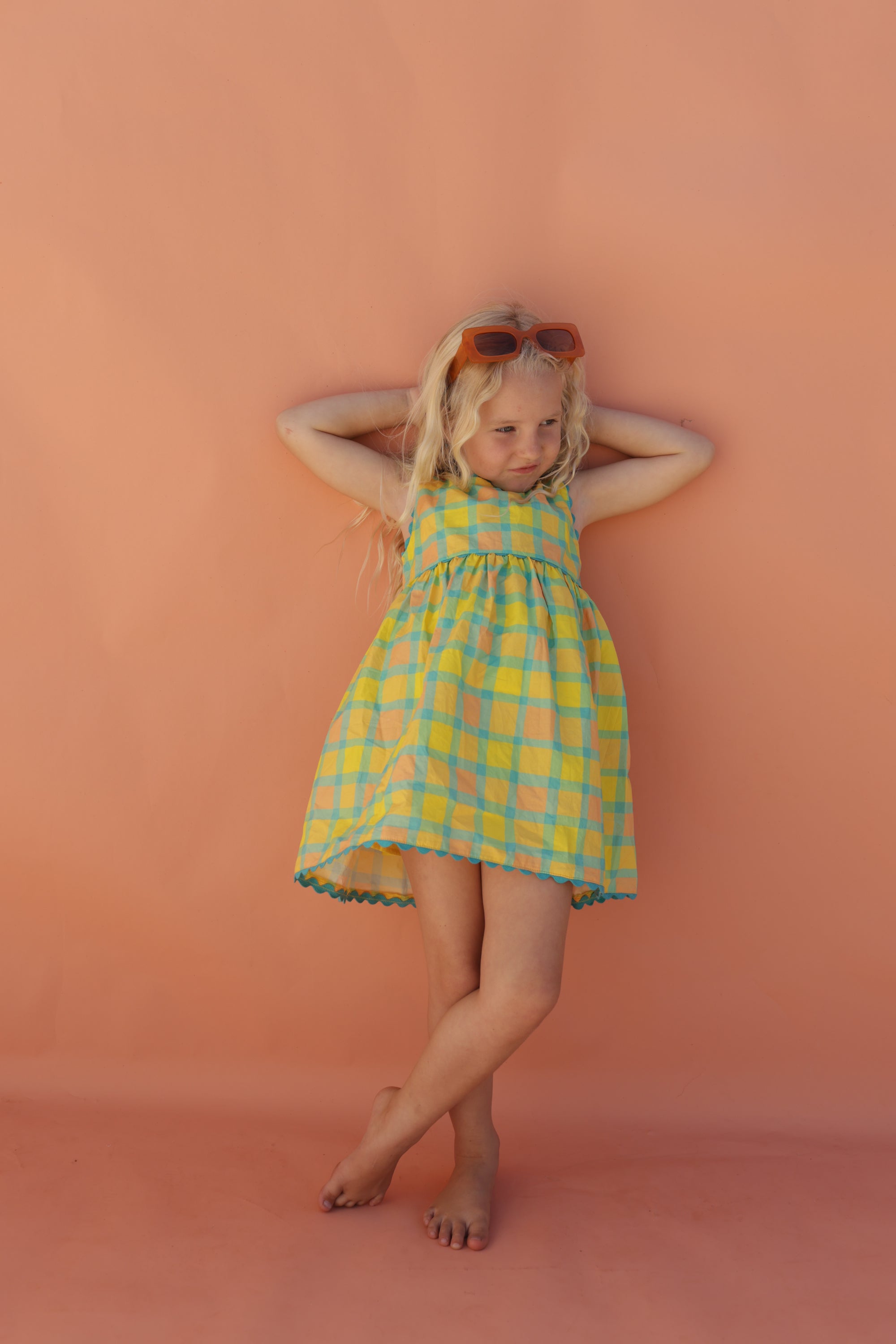 small swim club checkered picnic dress