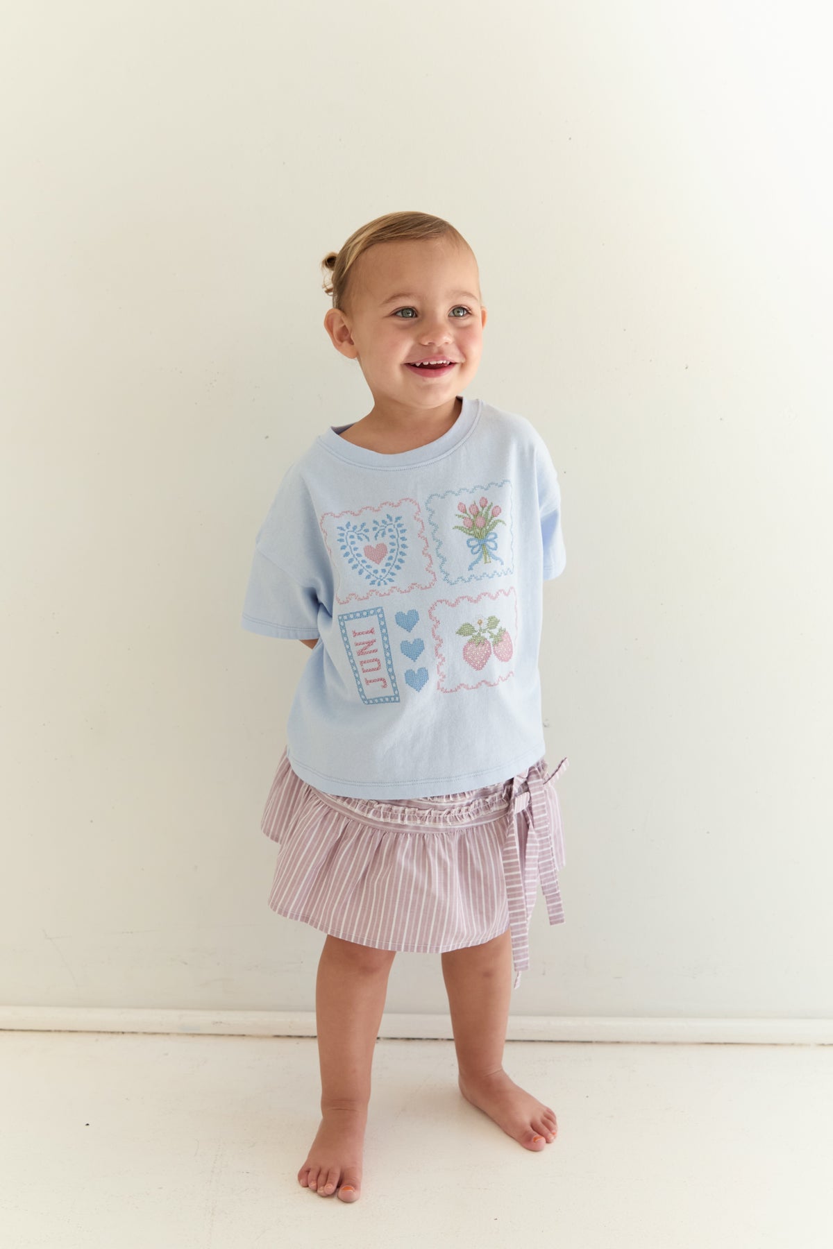 juni jnr annika skirt - rosa stripe