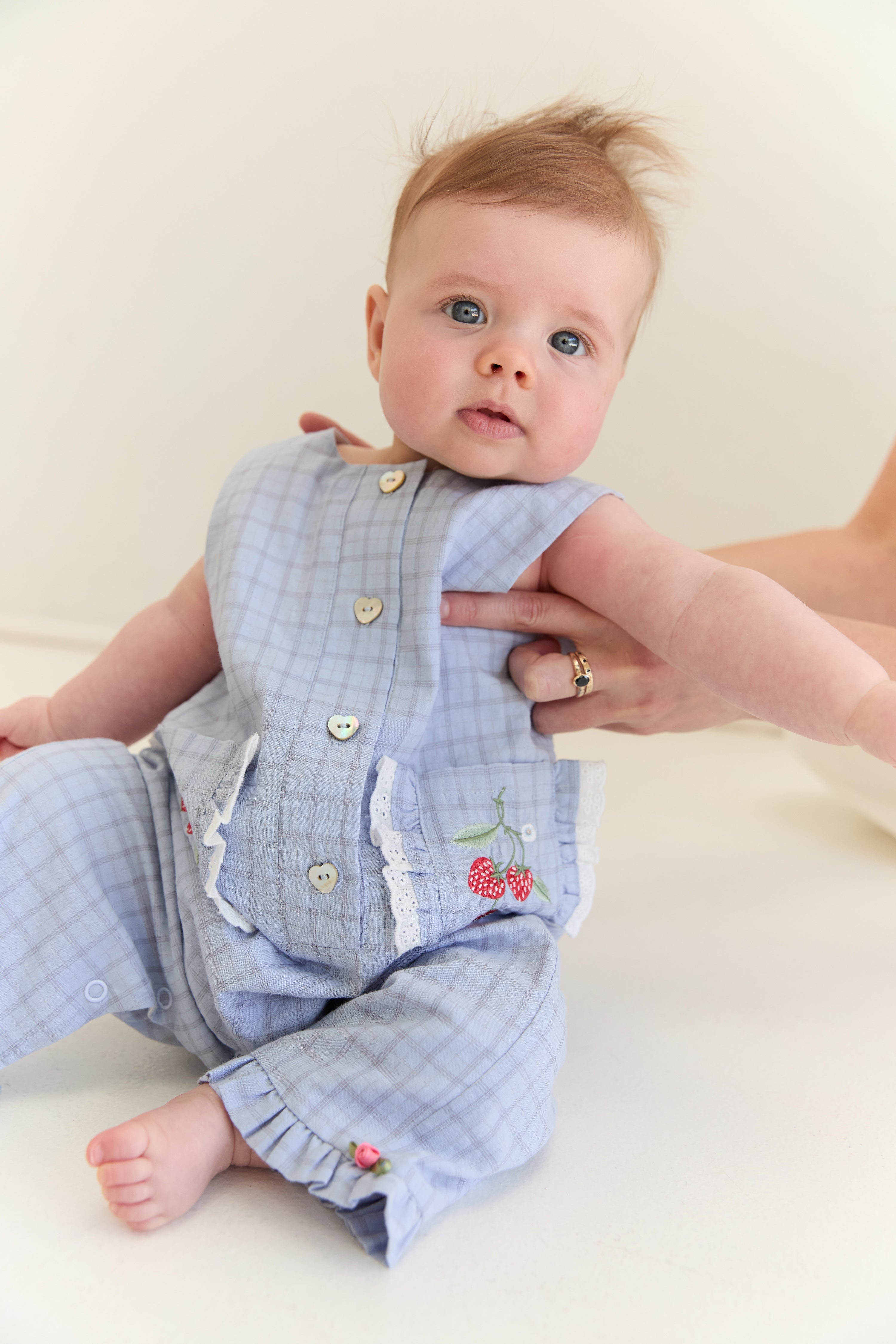 juni jnr charlotte romper - sky gingham