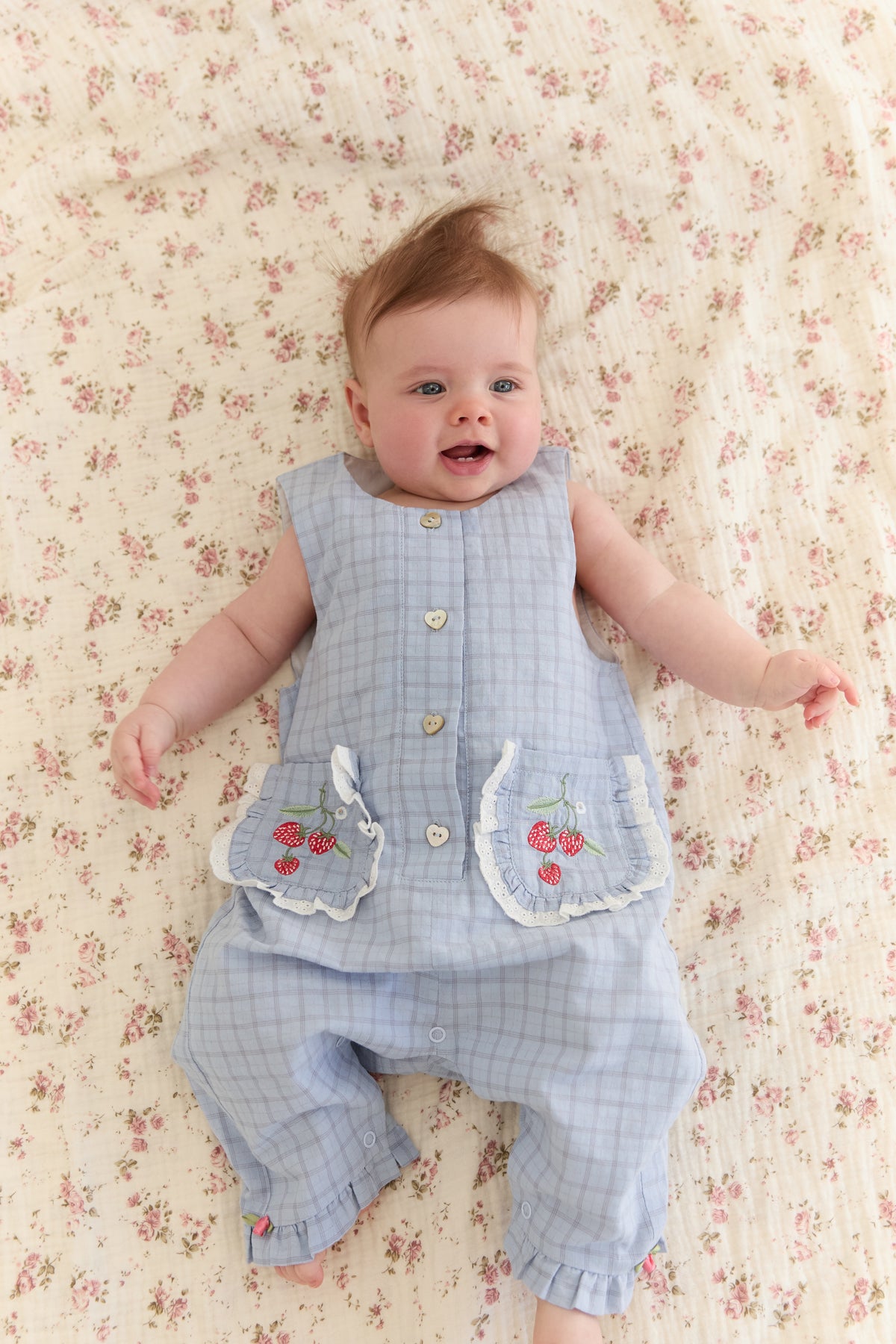 juni jnr charlotte romper - sky gingham