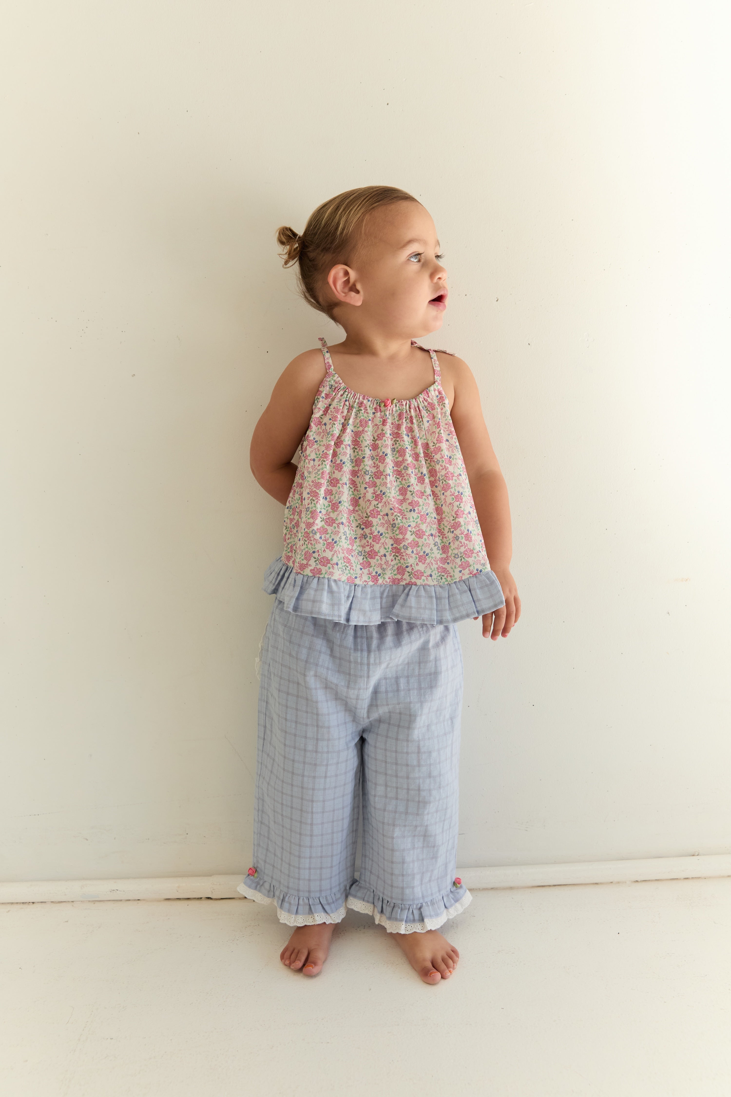 juni jnr dora pant - sky gingham