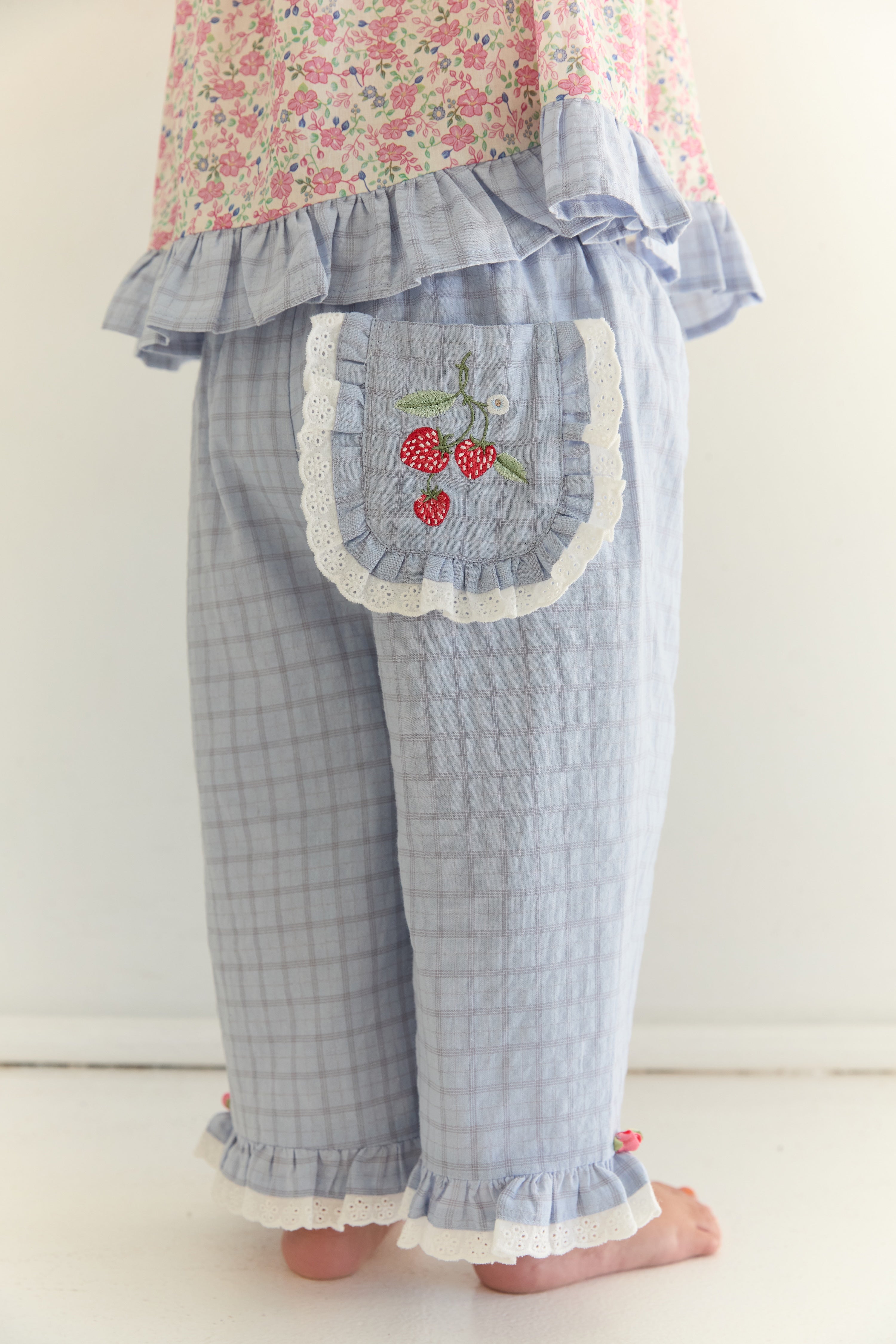 juni jnr dora pant - sky gingham