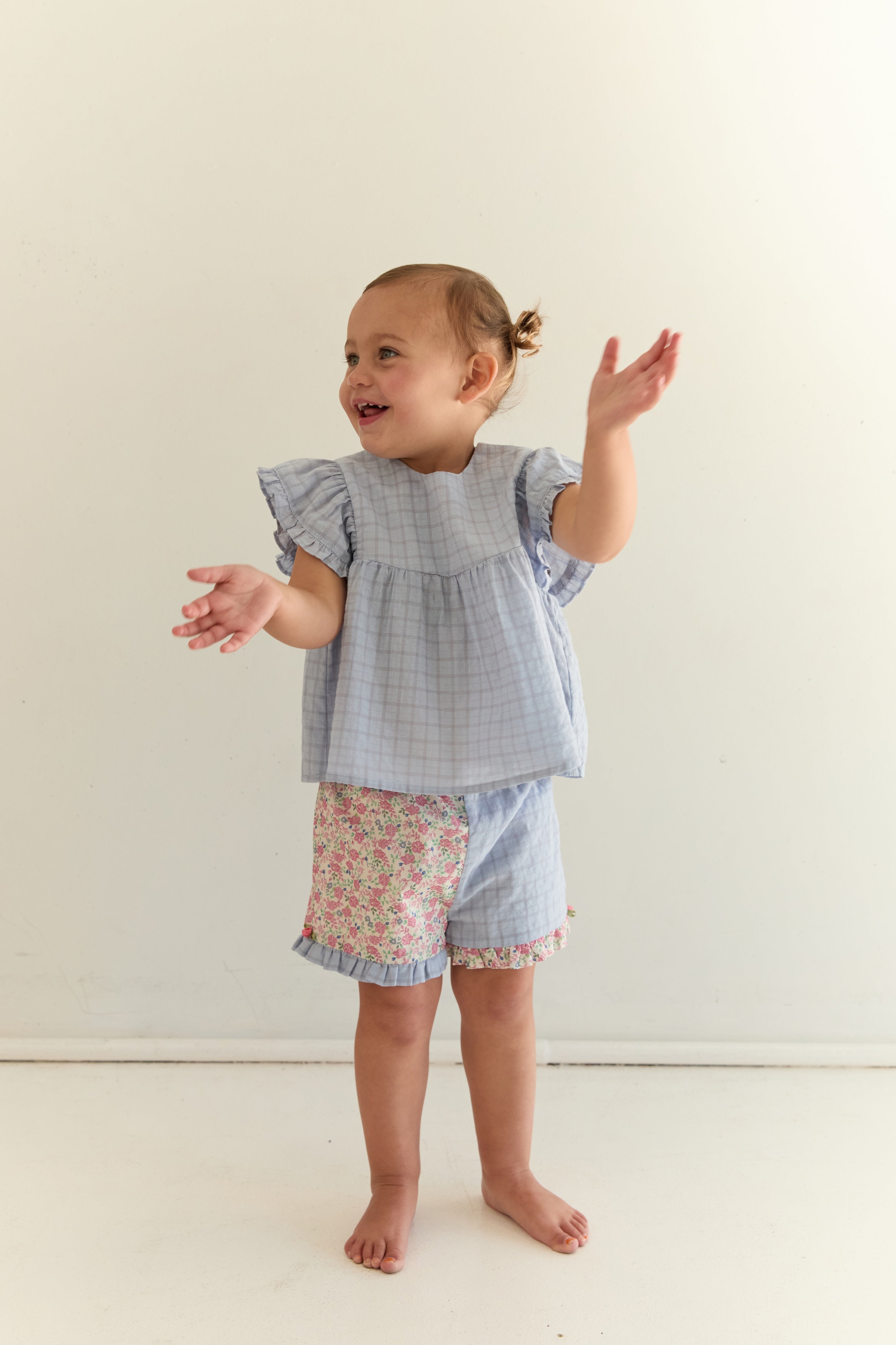 juni jnr daisy blouse - sky gingham