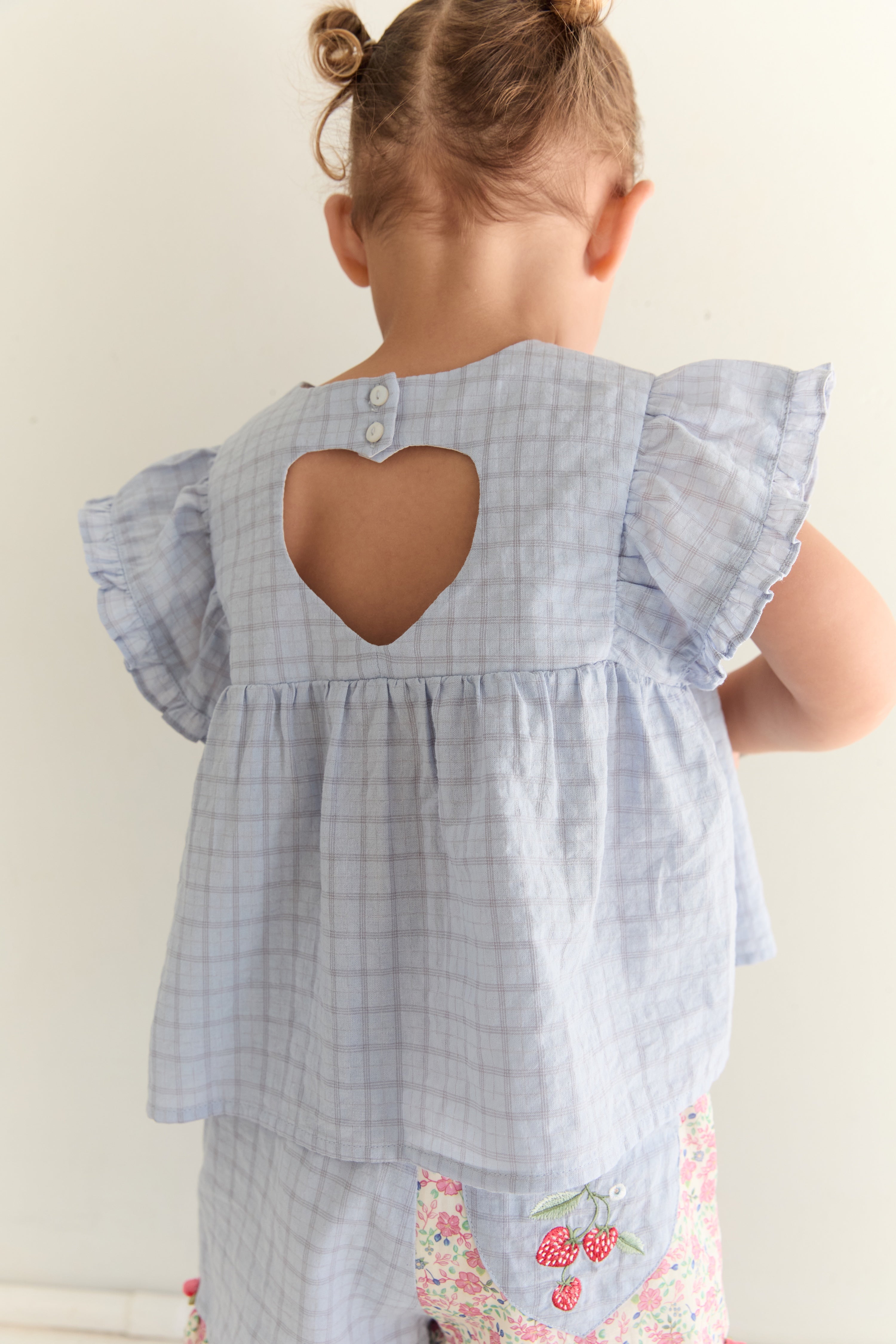 juni jnr daisy blouse - sky gingham