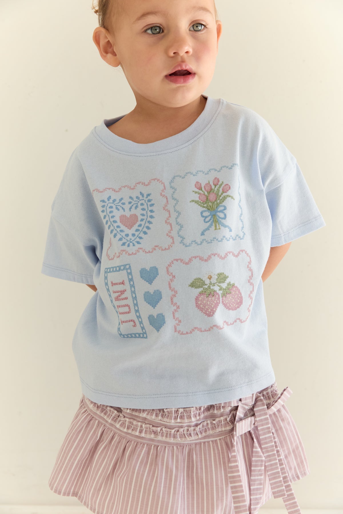 juni jnr patchwork tee - sky
