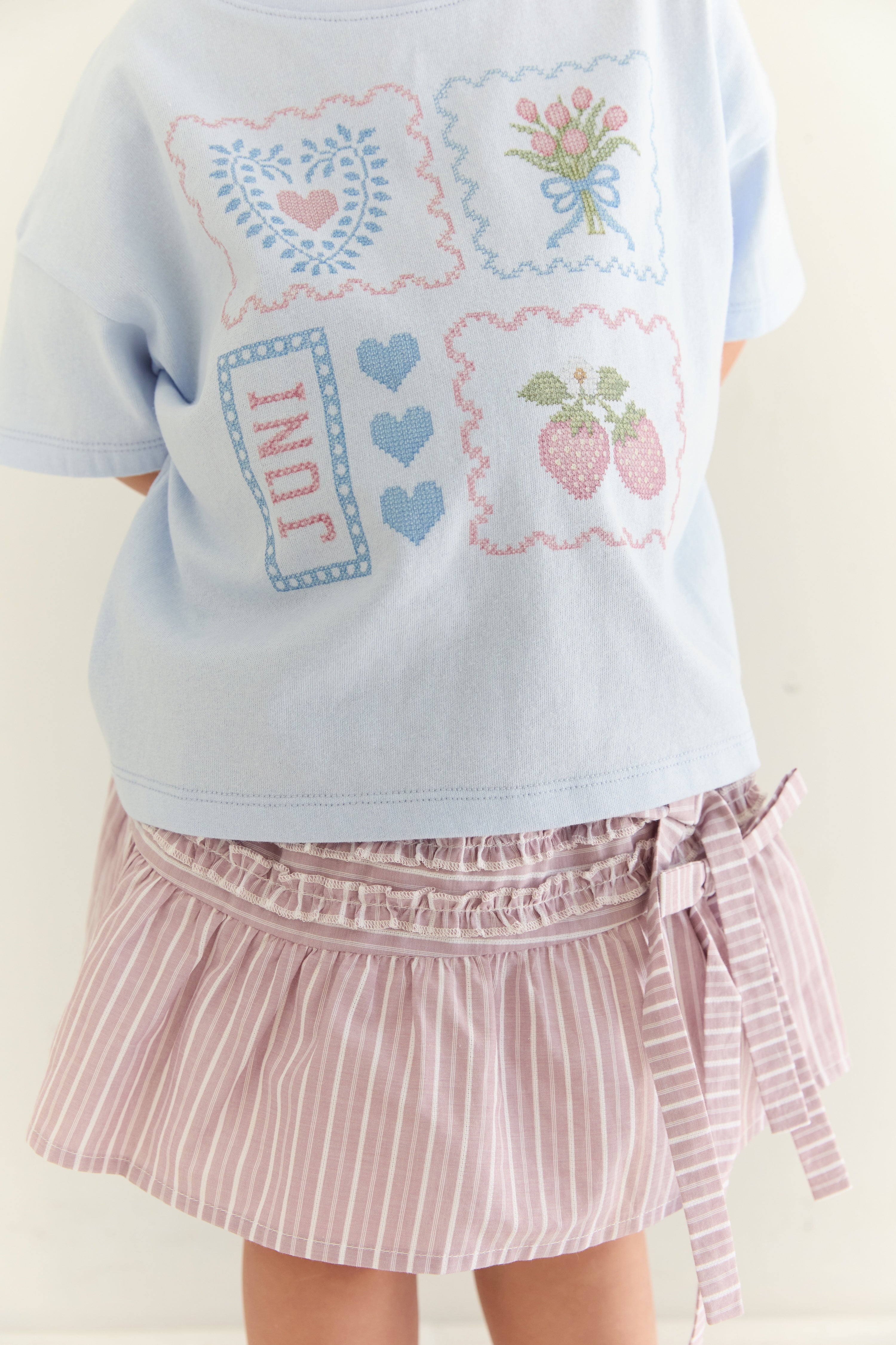 juni jnr patchwork tee - sky