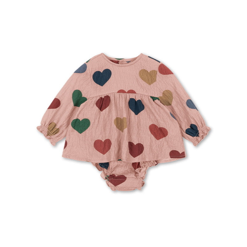 konges slojd elin romper - coeur rose coloré