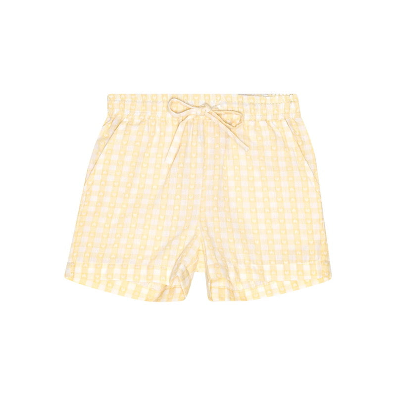 flöss olivia shorts - soft yellow heart gingham