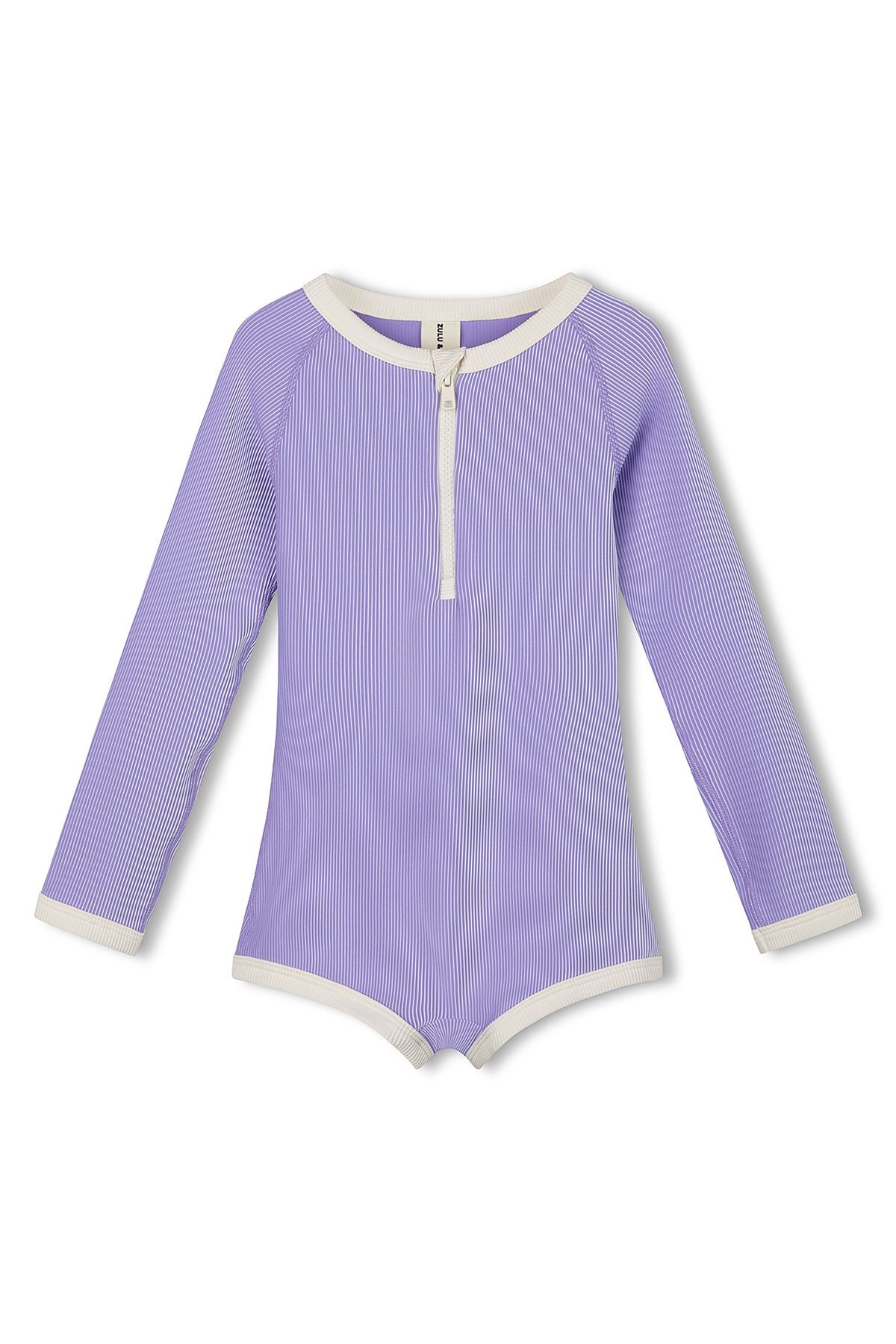 zulu & zephyr mini stripe rib rashie onesie - grape