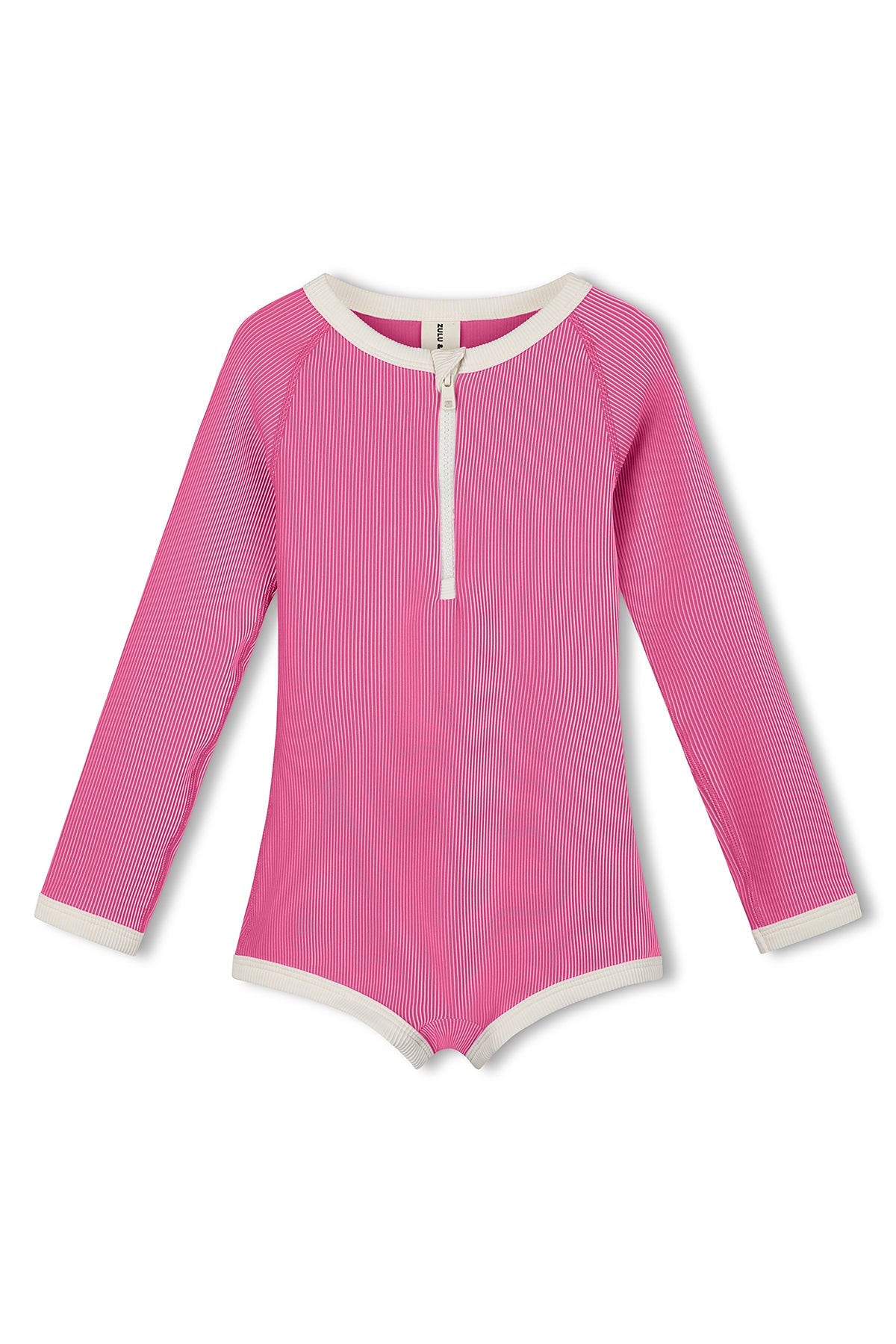 zulu & zephyr mini stripe rib rashie onesie -  shell pink
