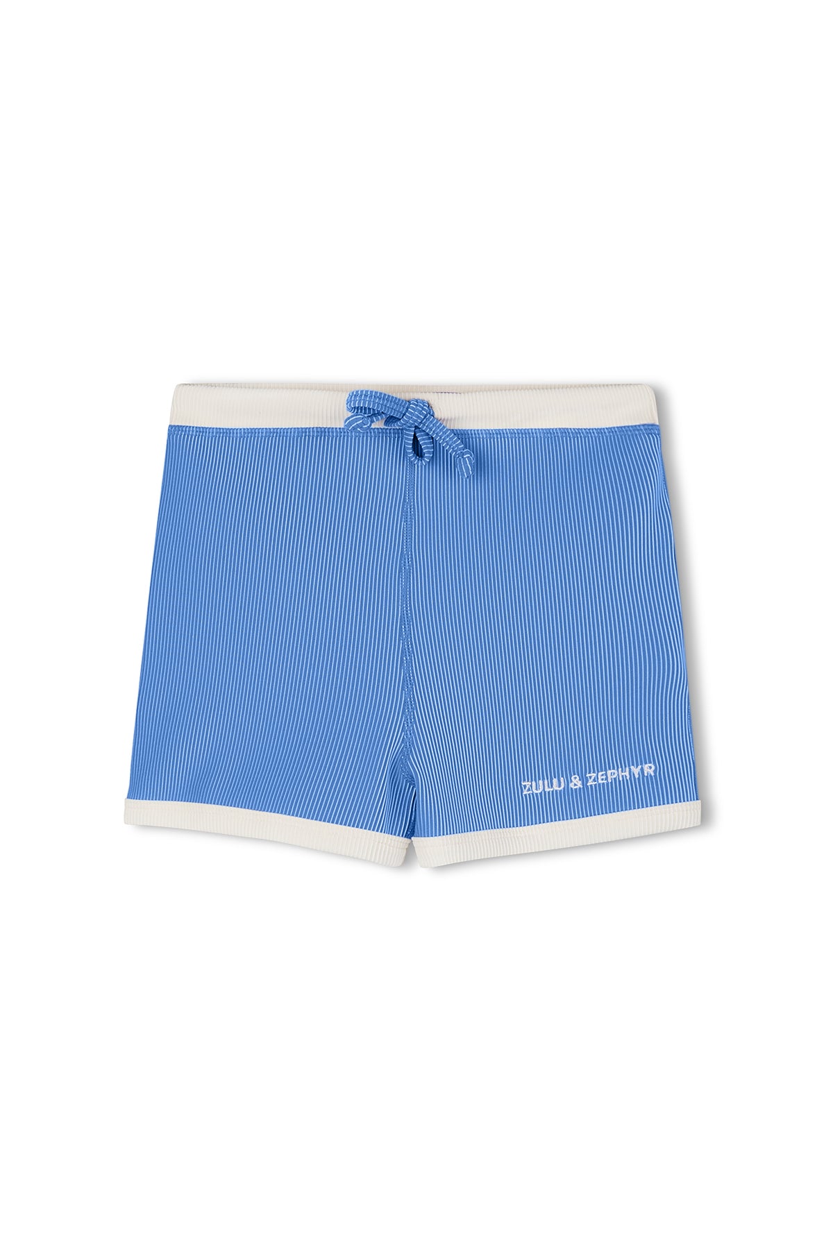 zulu & zephyr mini stripe rib surf short - sky blue