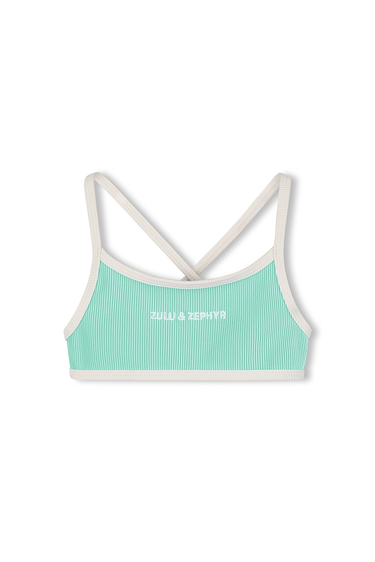 zulu & zephyr mini stripe logo bikini top - aqua