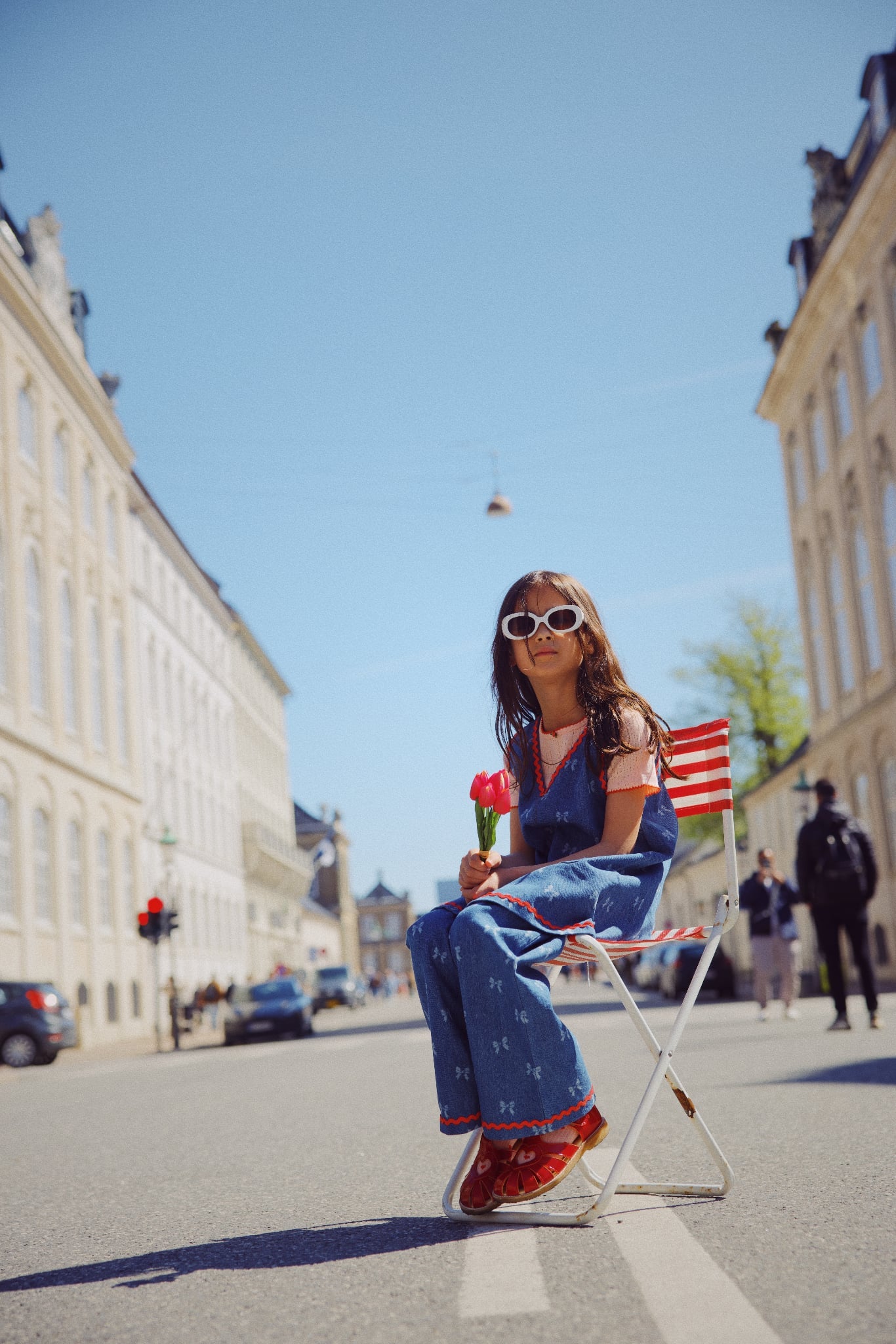 flöss eva pants - denim blue bow