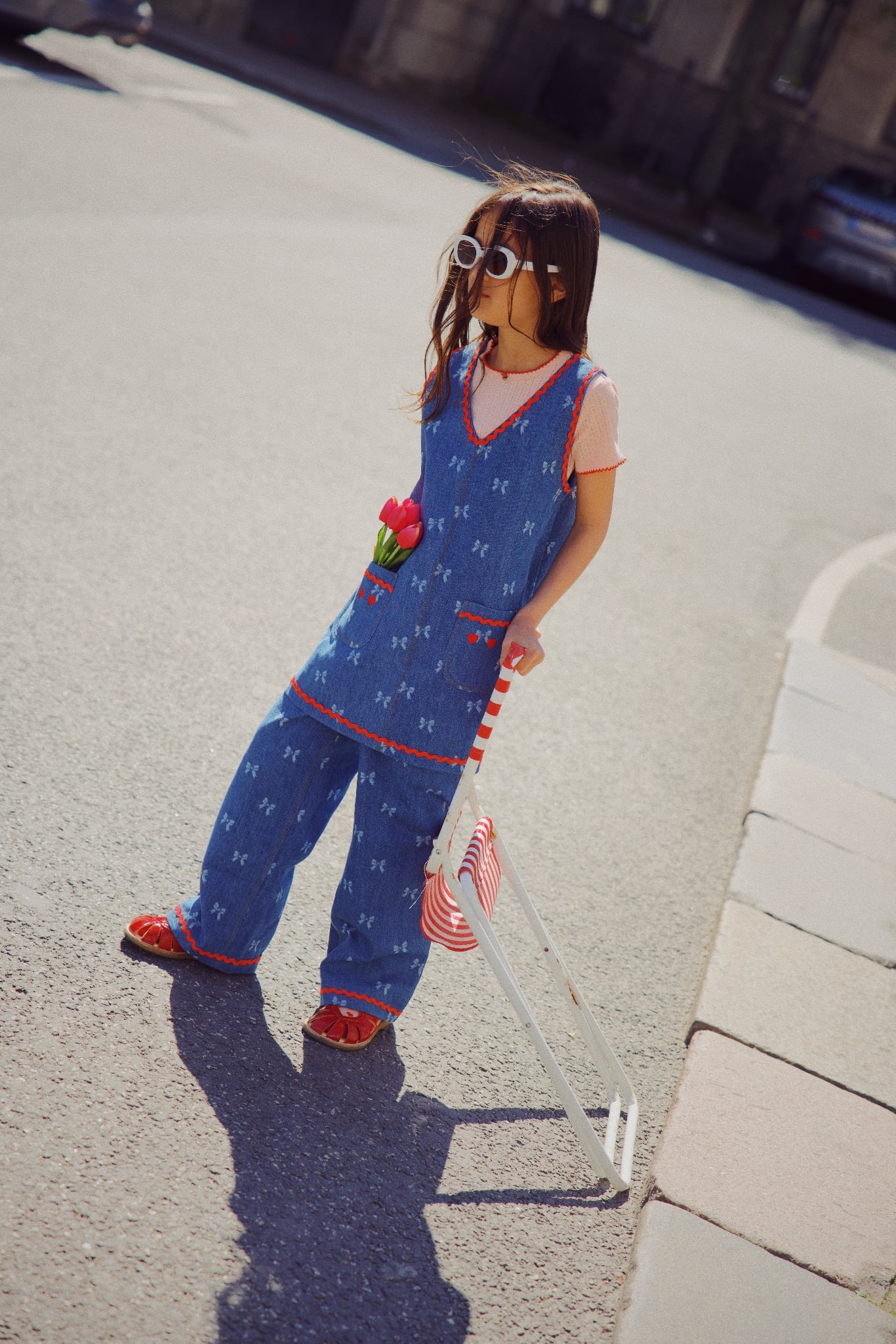 flöss eva pants - denim blue bow