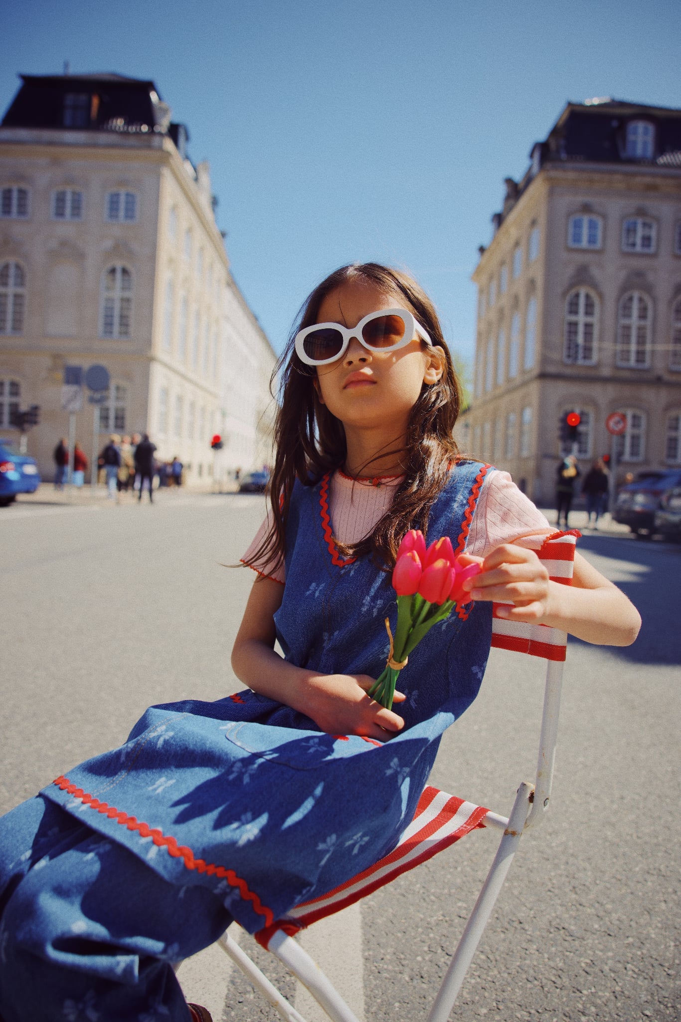 flöss eva dress - denim blue bow