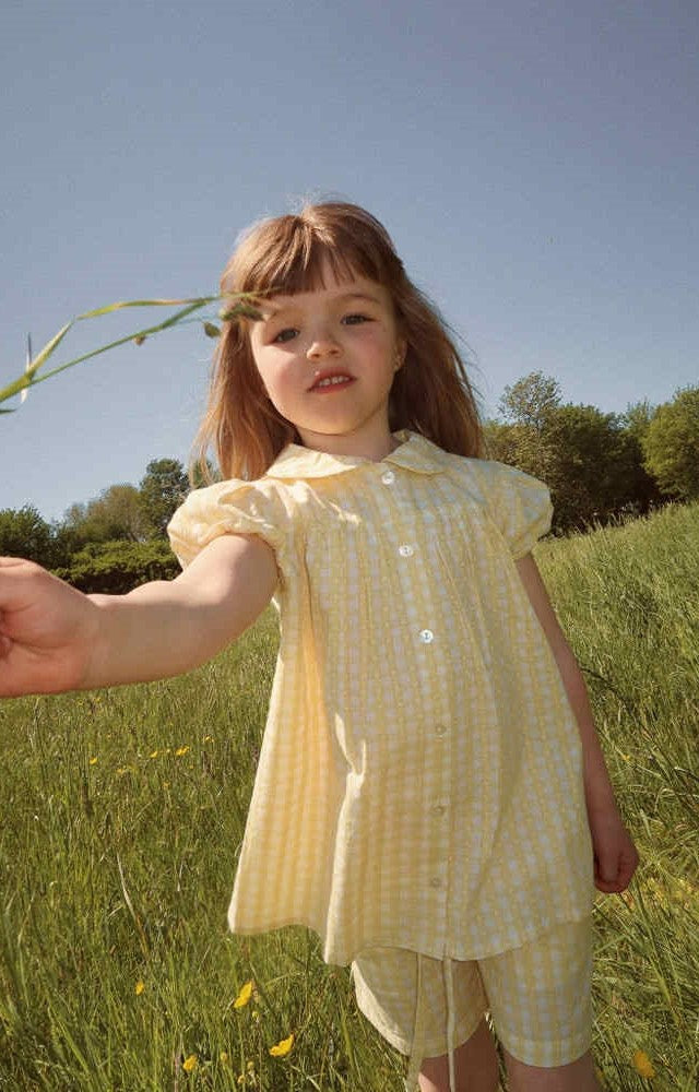 flöss olivia ss shirt - soft yellow heart gingham