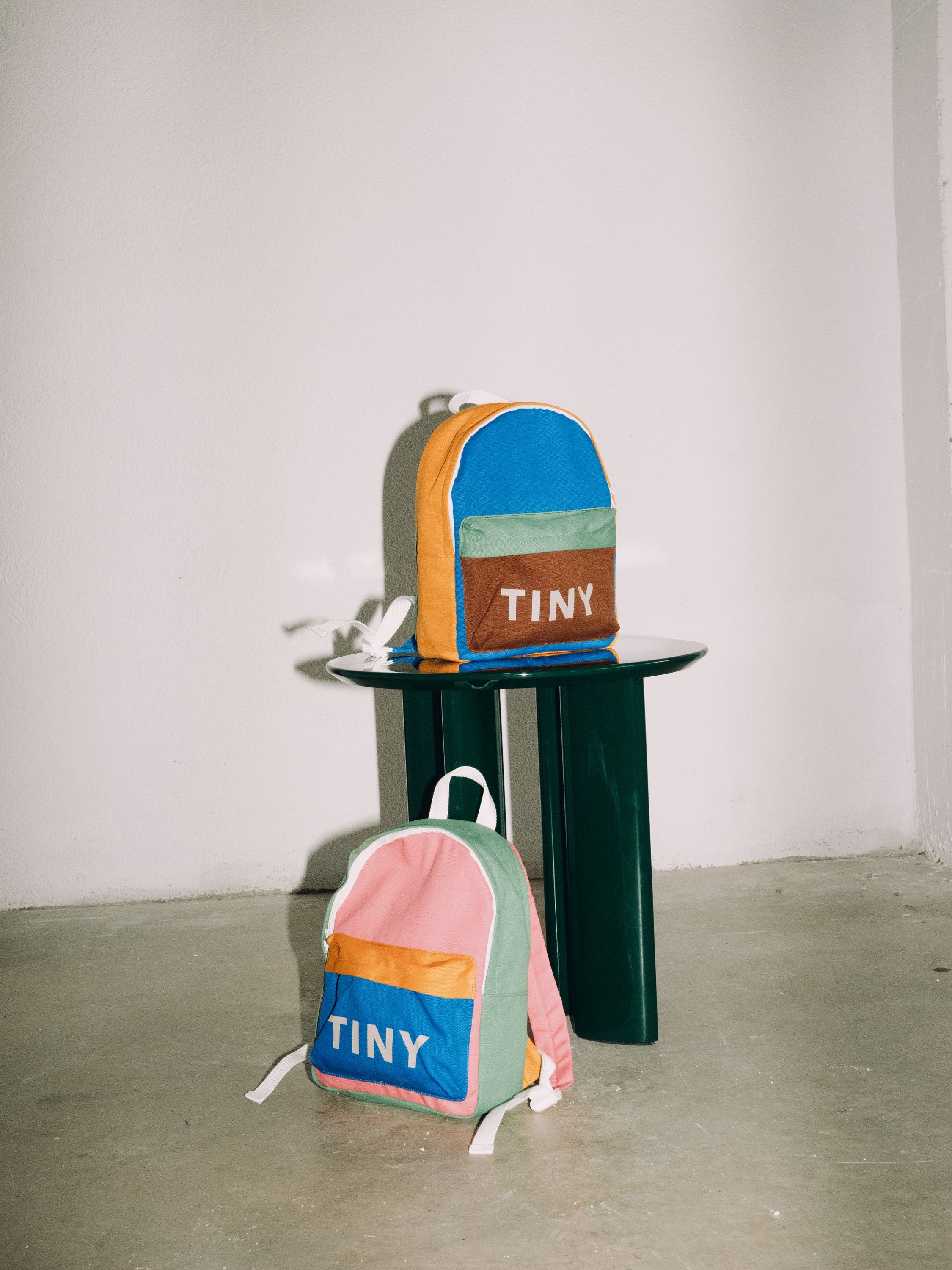 tiny cottons colour block backpack - pink / mustard