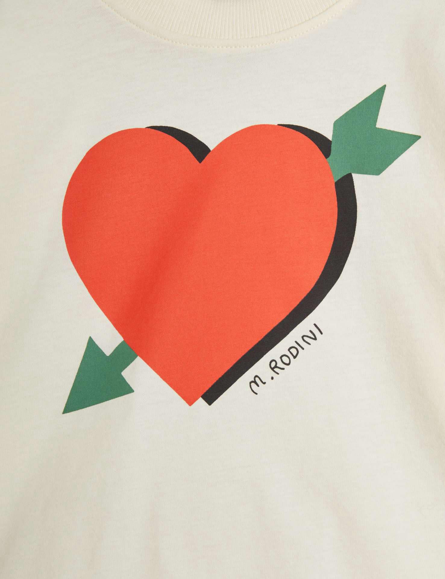 mini rodini arrowed heart sp ls tee - offwhite