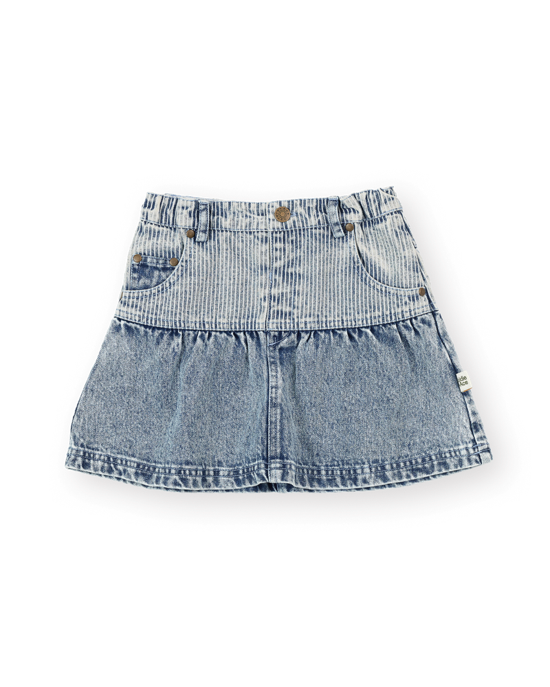 goldie + ace pinstripe peplum denim skirt