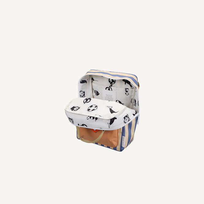 sticky lemon medium envelope backpack - blue stripe