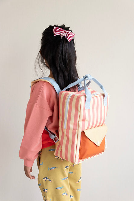 sticky lemon medium envelope backpack - pink stripe