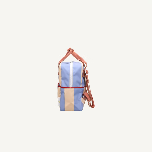 sticky lemon small backpack - striped cloud blue + twiggy beige