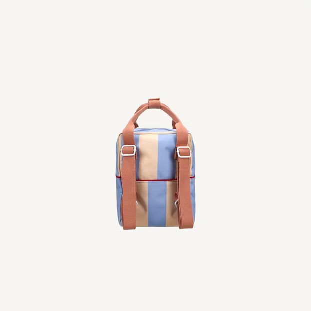 sticky lemon small backpack - striped cloud blue + twiggy beige