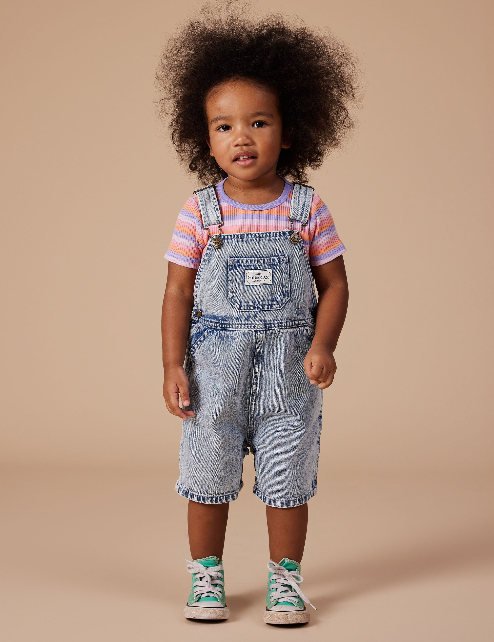 goldie + ace burton vintage washed denim overalls - light denim