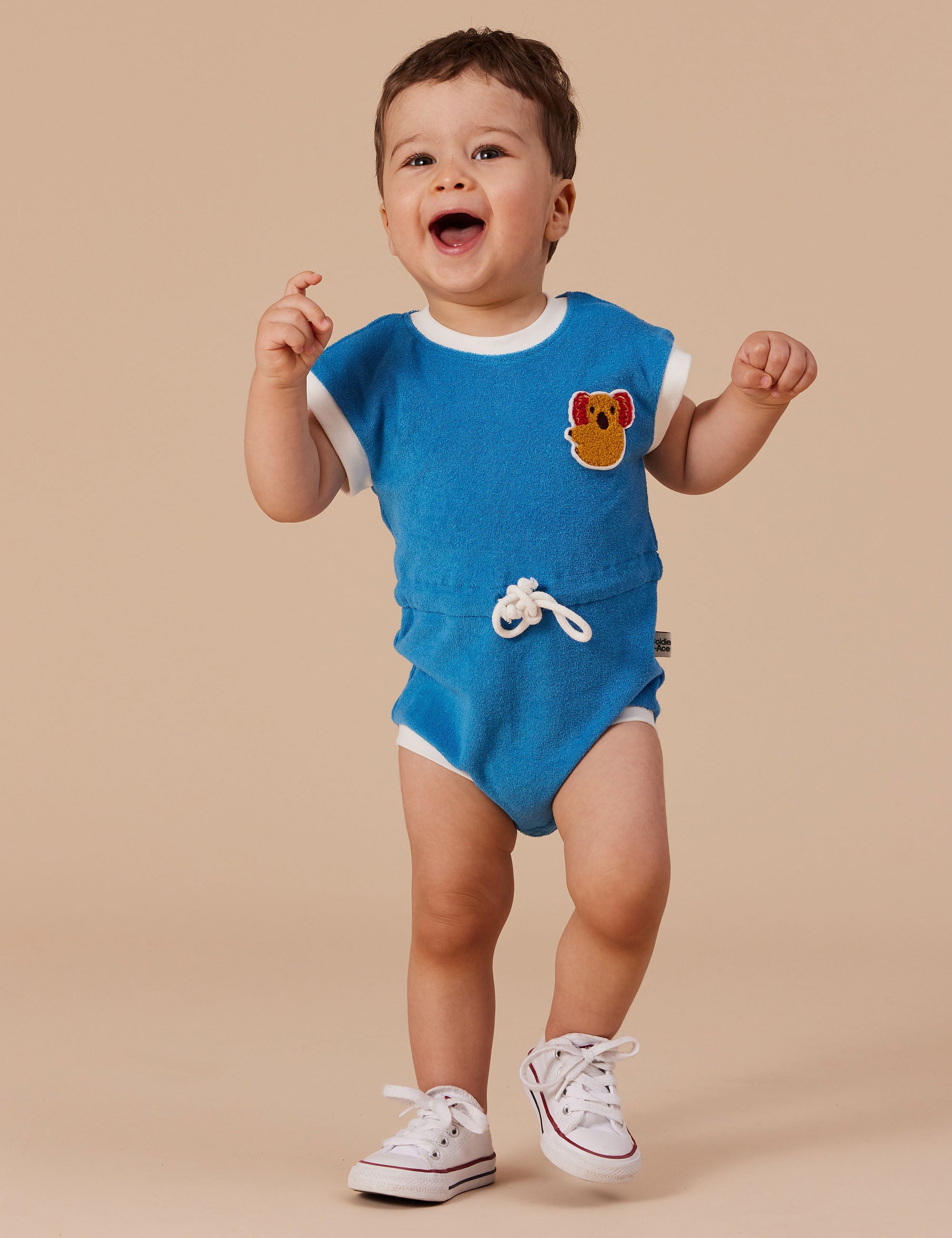 goldie + ace koala hug terry towelling romper - ocean