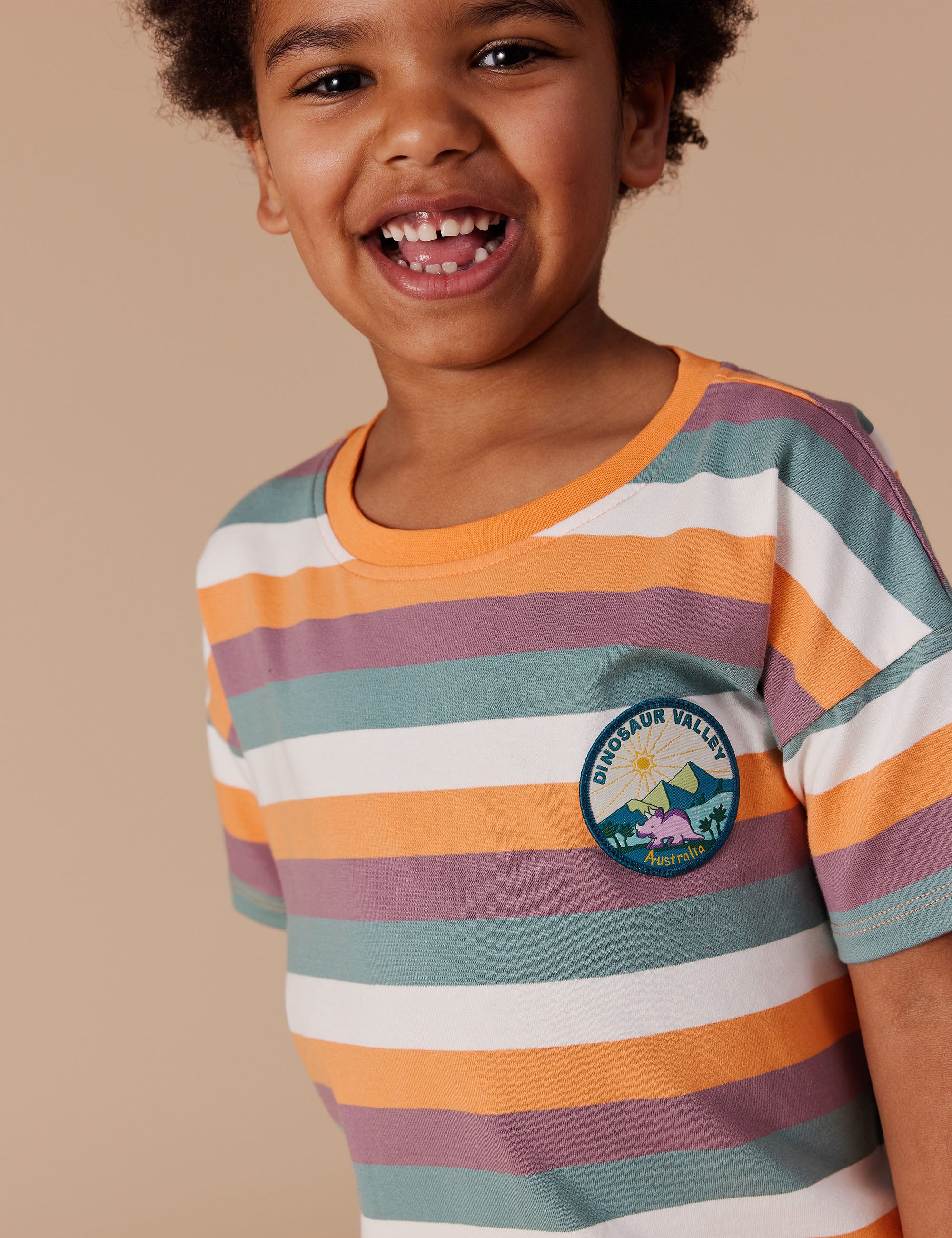 goldie + ace dino valley nostalgia stripe t-shirt