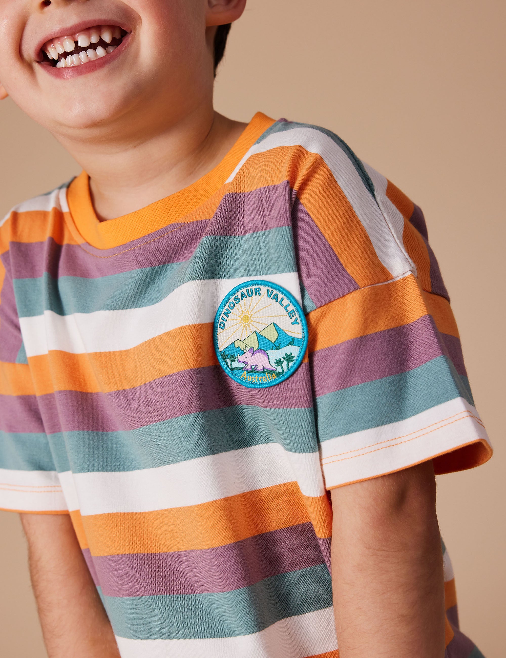 goldie + ace dino valley nostalgia stripe t-shirt