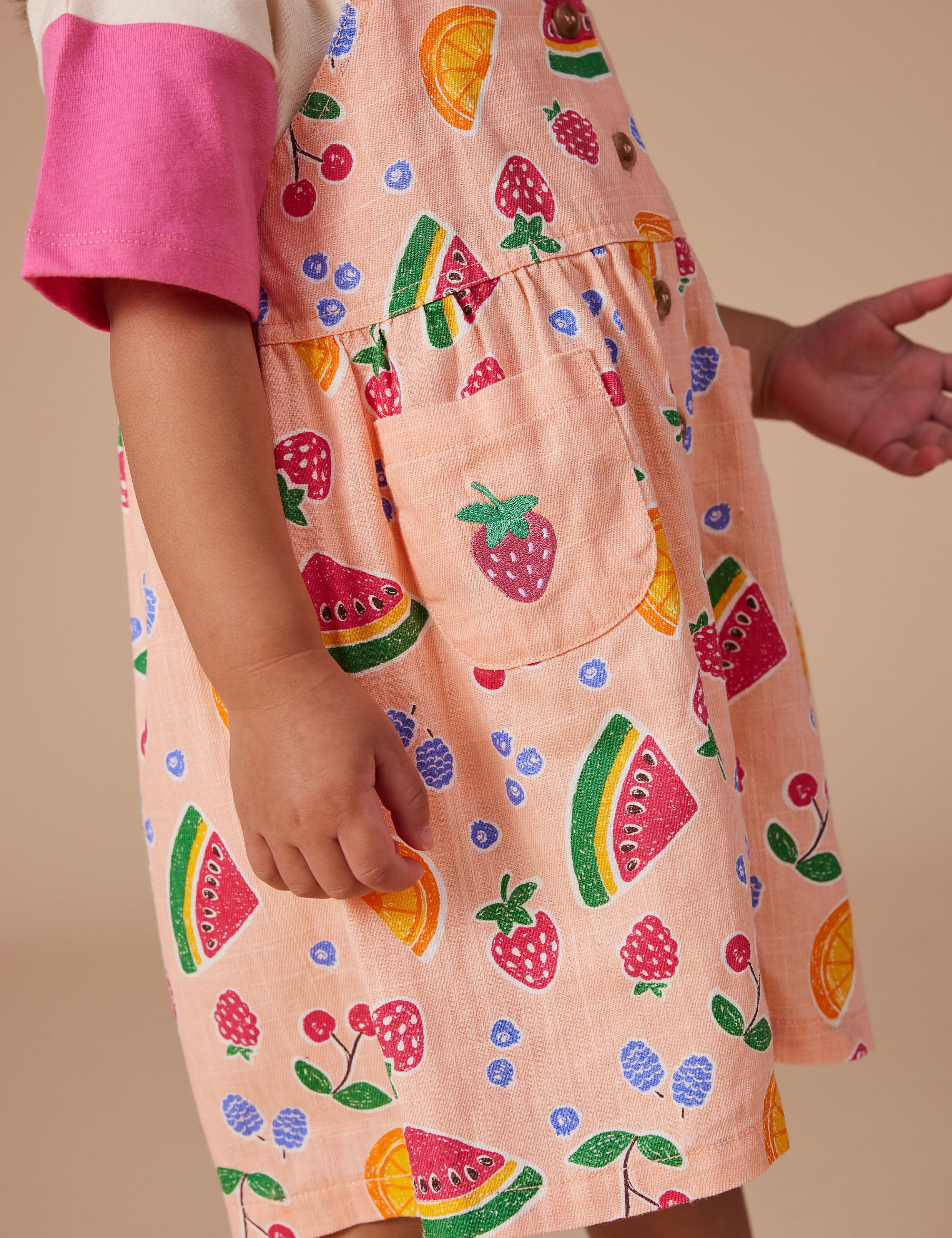 goldie + ace austin sara linen shortalls - fruit salad