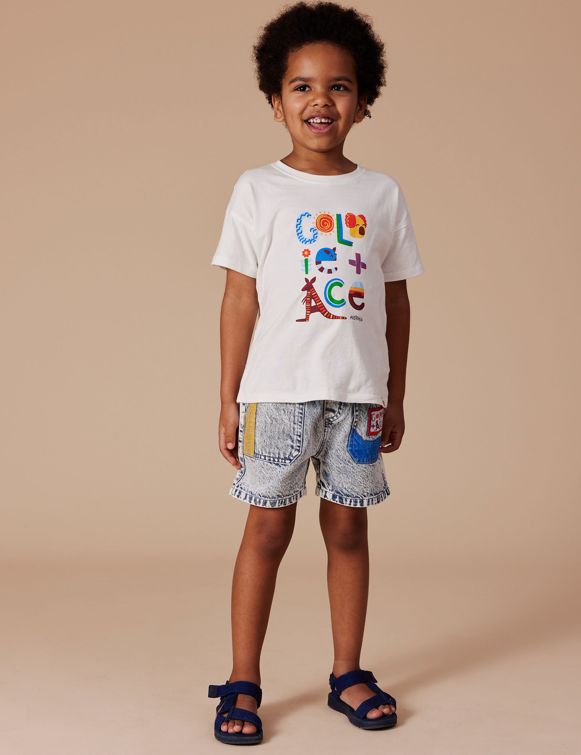 goldie + ace noah colour pop cargo denim shorts