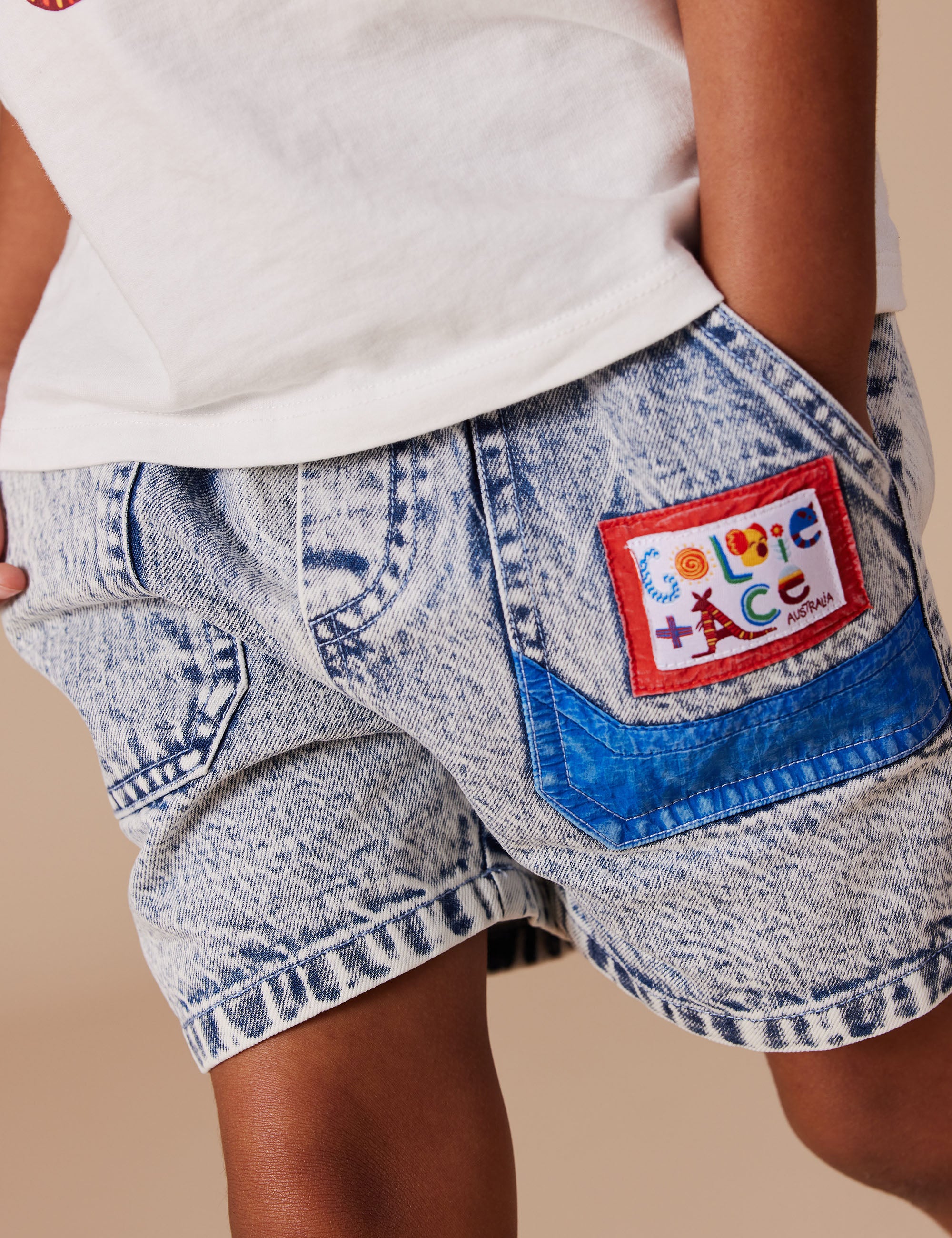 goldie + ace noah colour pop cargo denim shorts