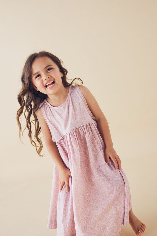 printebebe swirl dress - lilac cotton buds