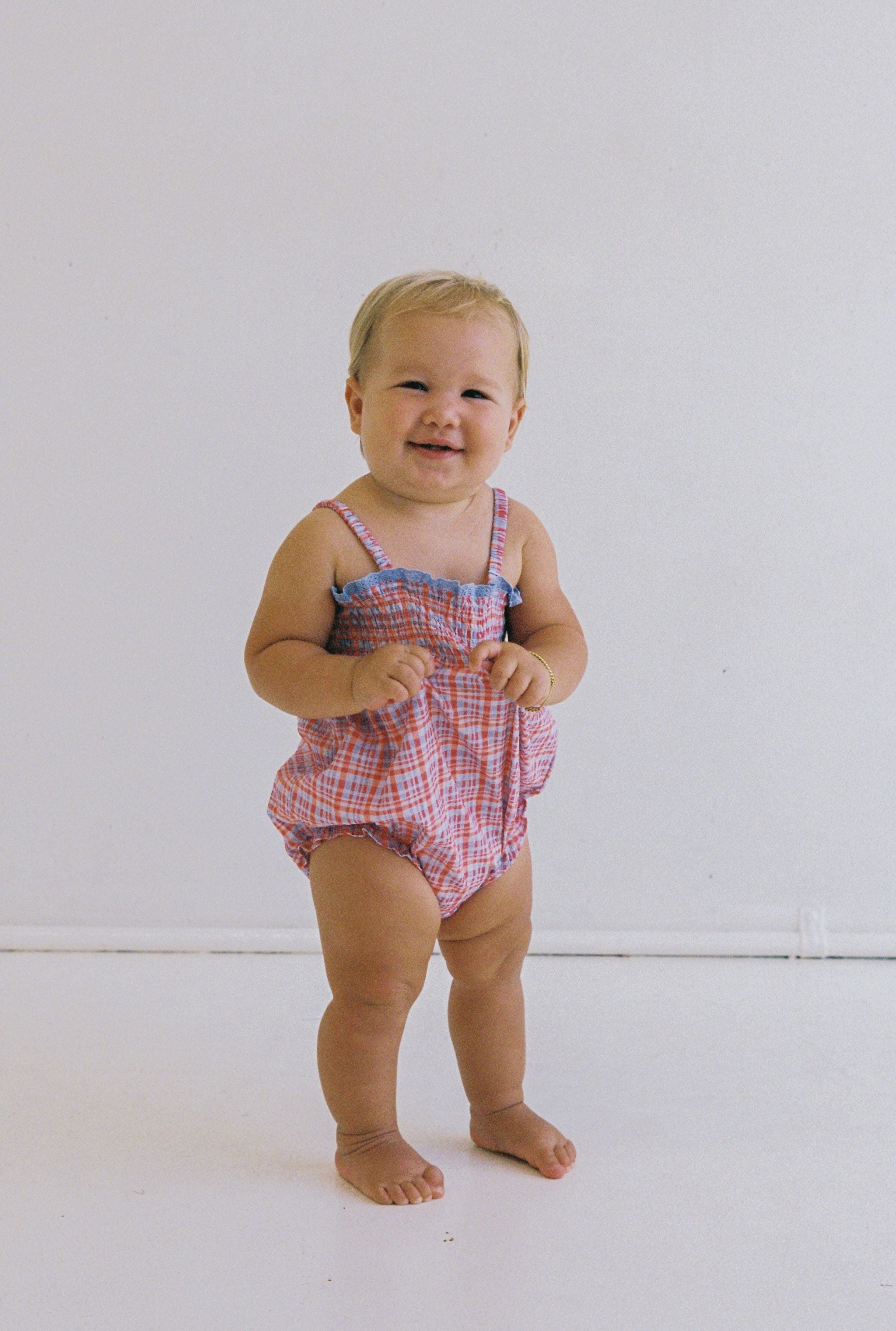 juni jnr lottie romper - picnic check