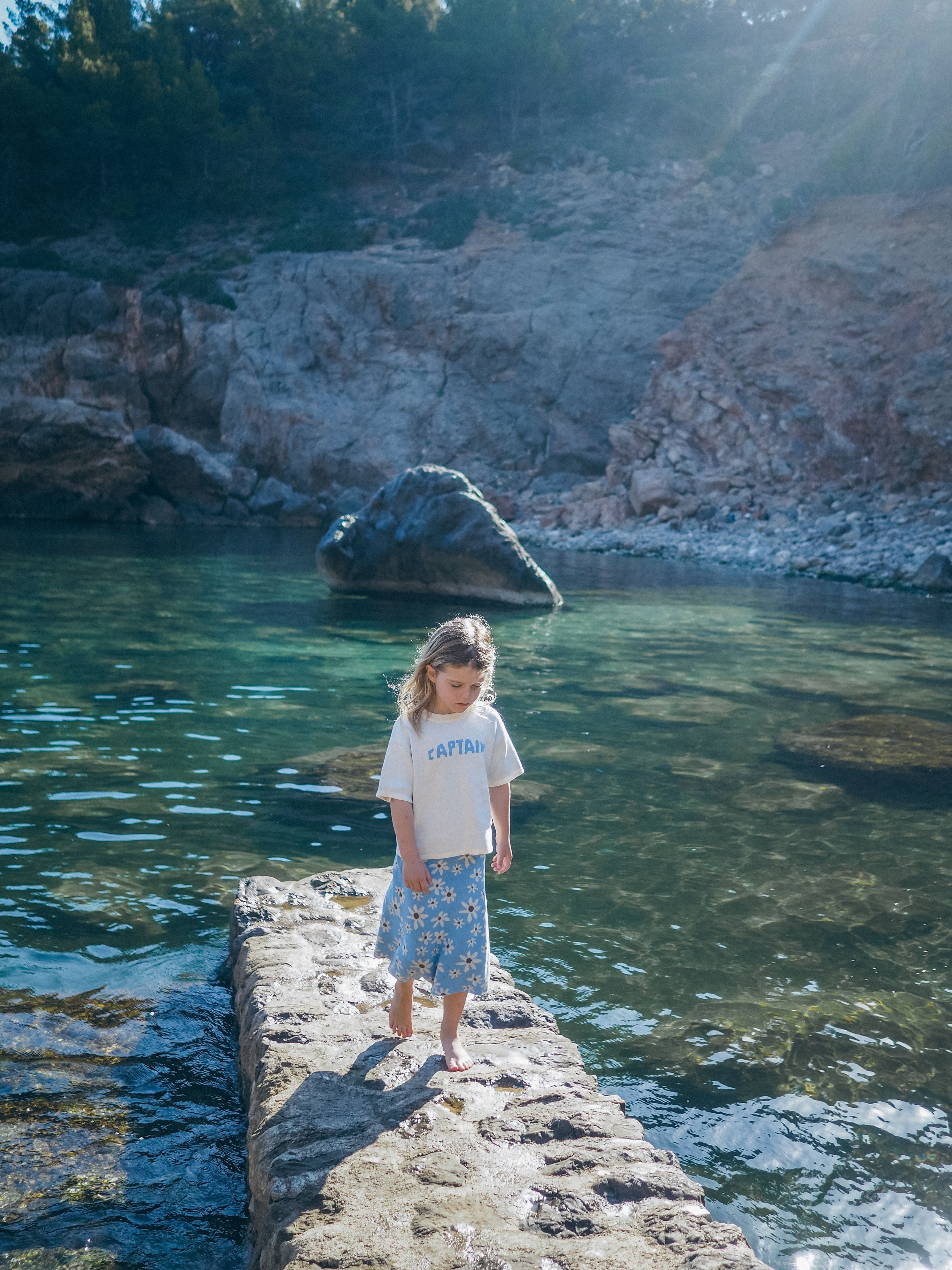 grown wild flower knit skirt - sky